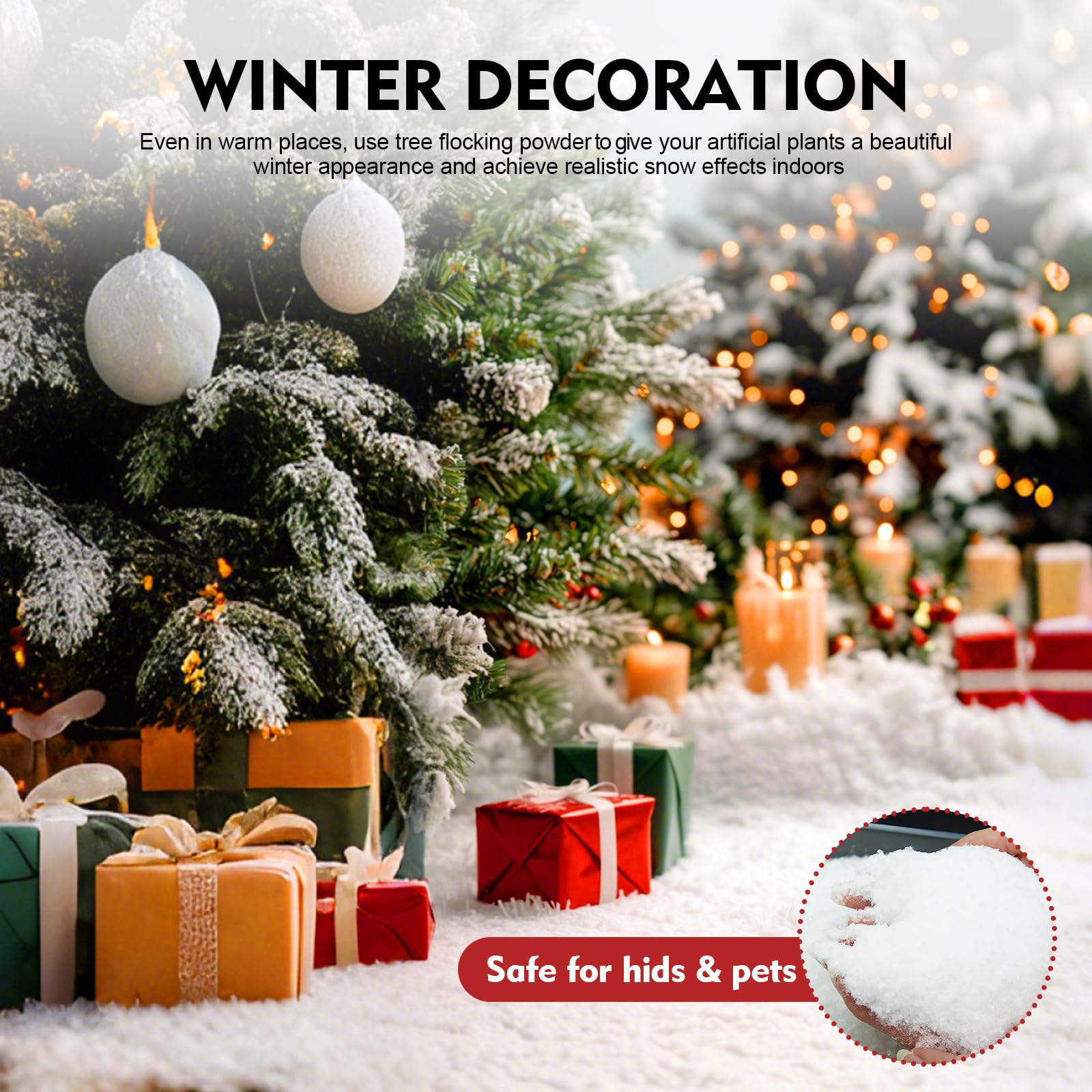 Neve Finta per Albero di Natale 907 g - Neve Finta Realistica e Soffice, Decorazione Invernale per Alberi di Natale, Corone, Composizioni Floreali e Progetti Fai da Te | Decorazione Natalizia Bianca