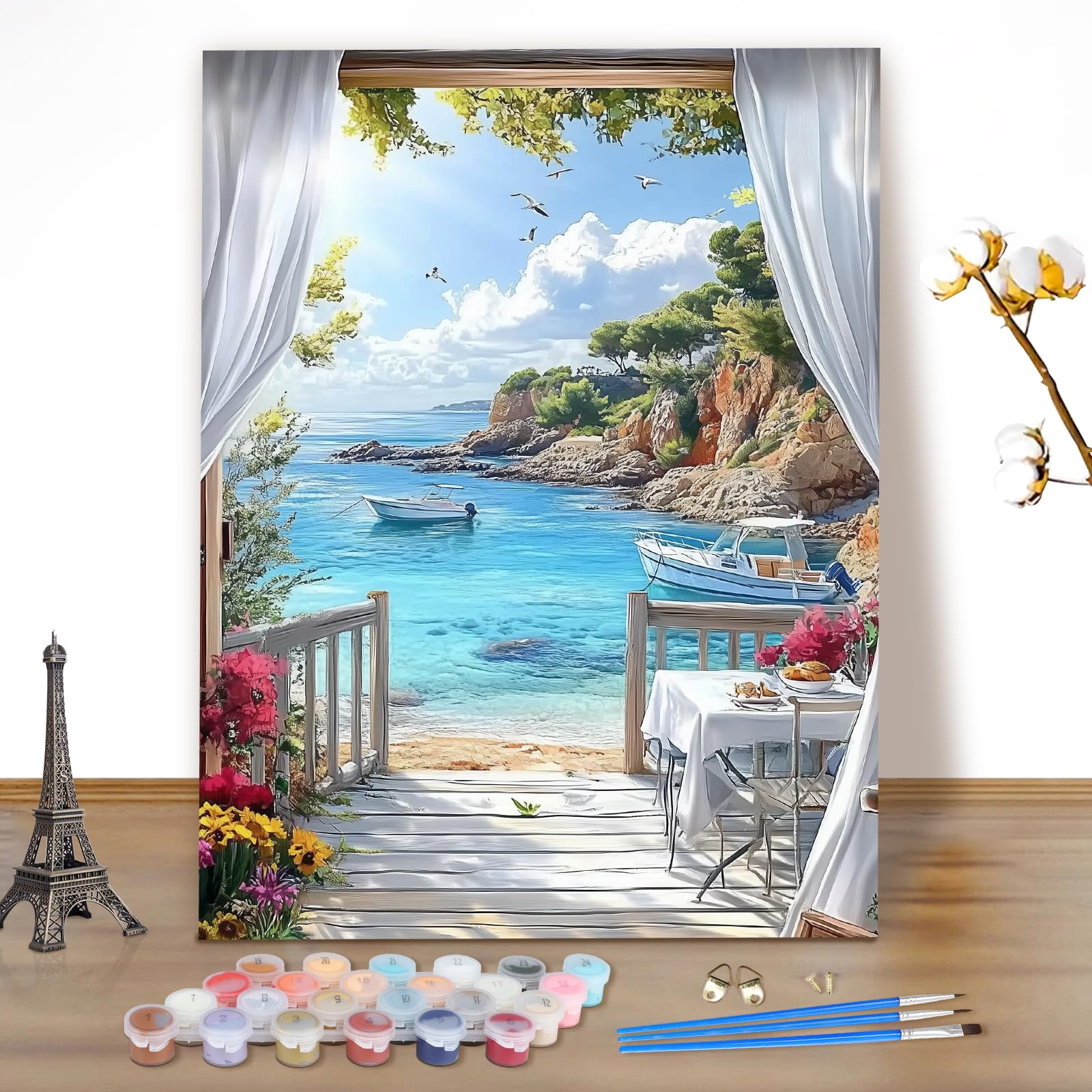 ZMHZMY Pittura fai da te con i numeri, per adulti, airone, set