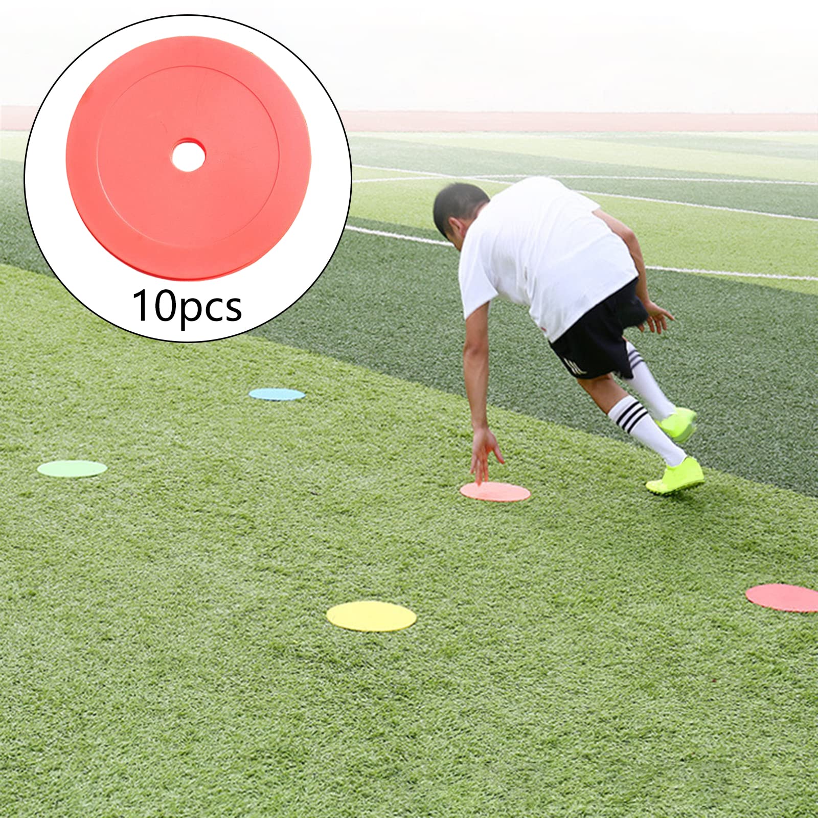 F Fityle Coni Piatti Rotondi da 10 Pezzi, Marcatori Spot da Allenamento Flessibili Antiscivolo Durevoli per Arti Marziali, Calcio, Allenamento Sportivo,