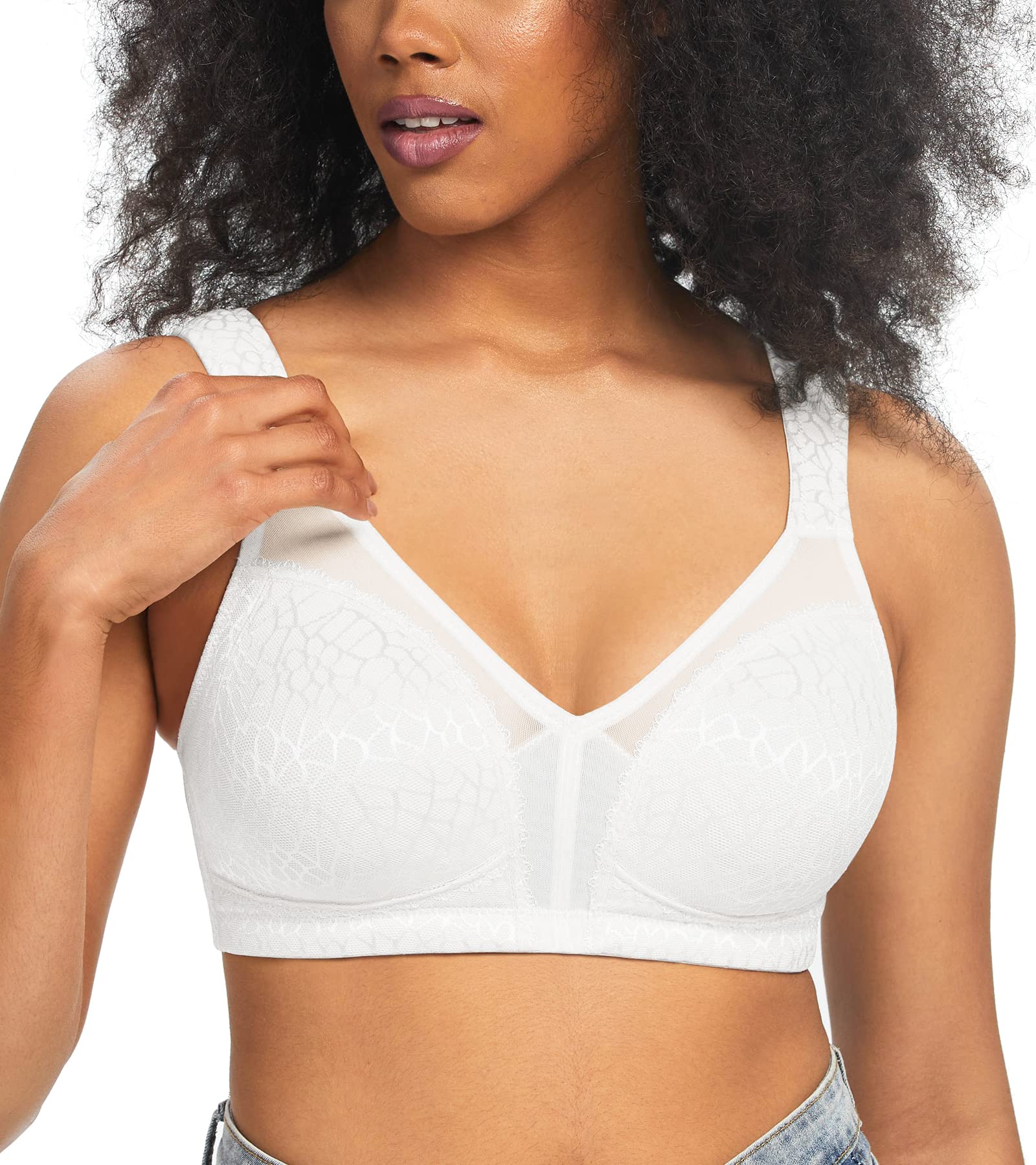 HACIWomen's Minimizer Bra Full Coverage Everyday Wirefree Non Padded Plus Size for Large Bust Support Seamless