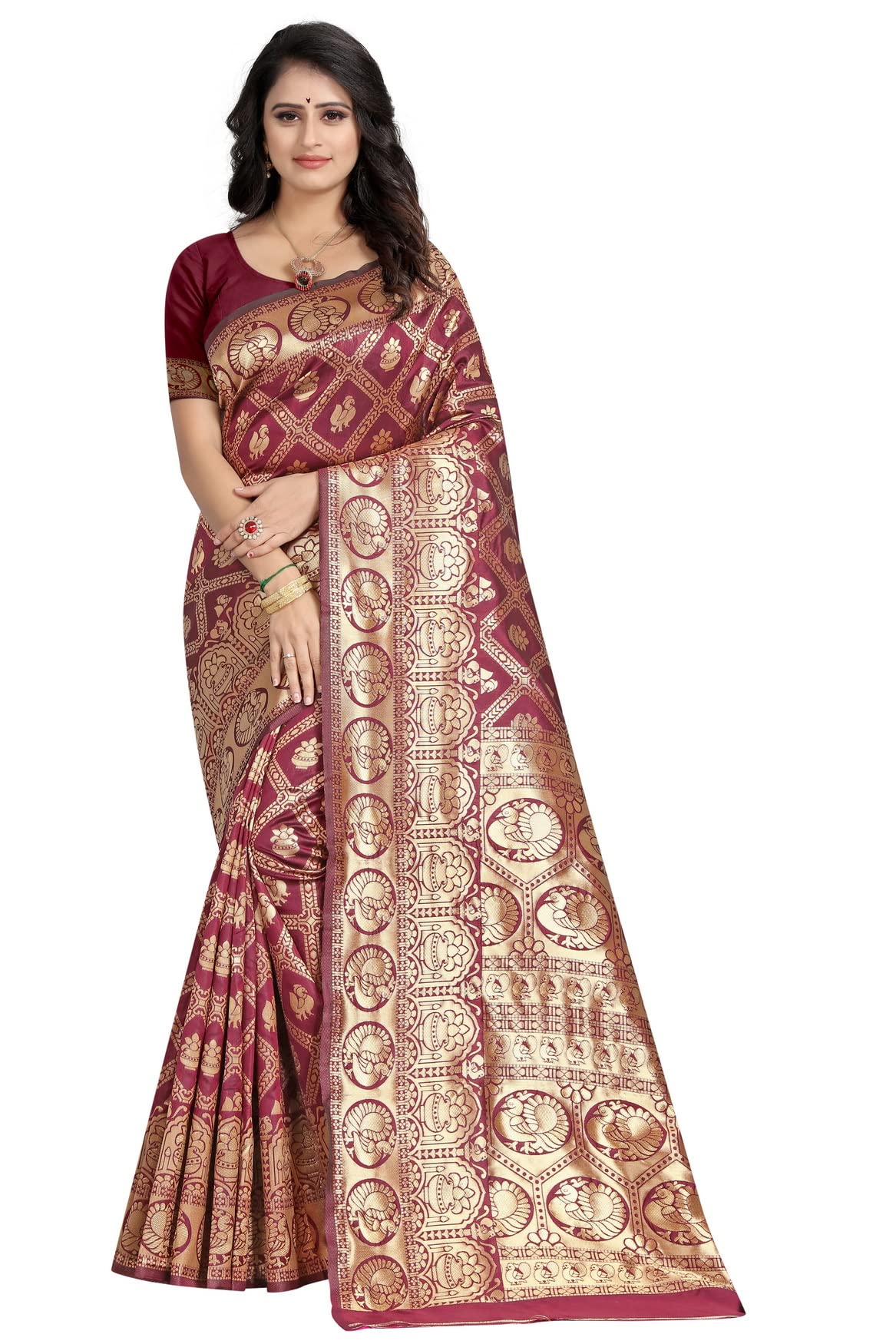 Sugathari Women's Banarasi Saree Pure Kanjivaram Silk Saree Soft new ladies 2023 Design Wear Pattu Sarees Latest Cotton Party Sari collections With Blouse Piece for Wedding sadi (SAM SAN 9017)