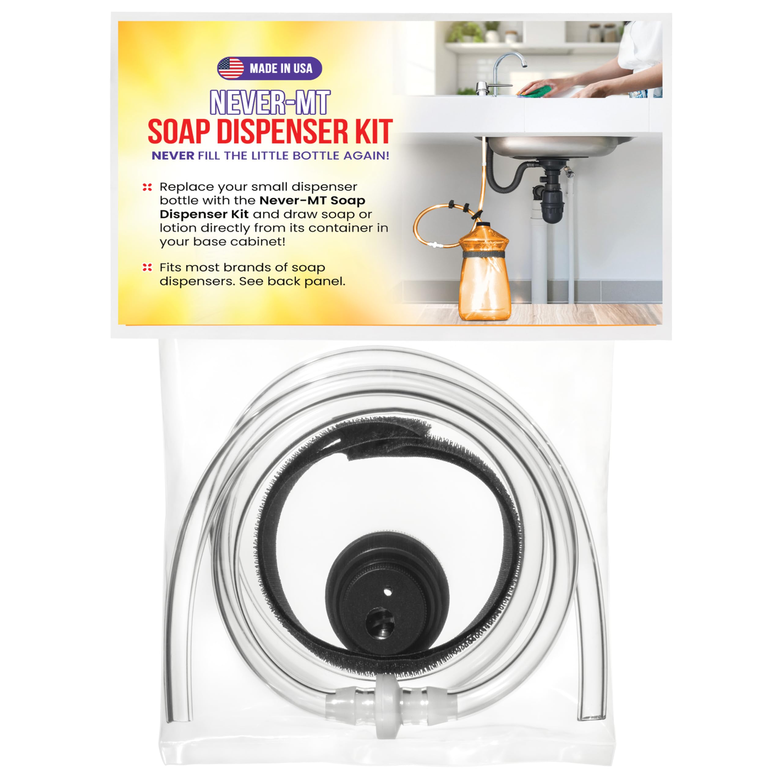 The Original Soap Dispenser Conversion Kit - Made in The USA - Kitchen Sink Extension Tube Kit - Never Fill The Little Bottle Again!
