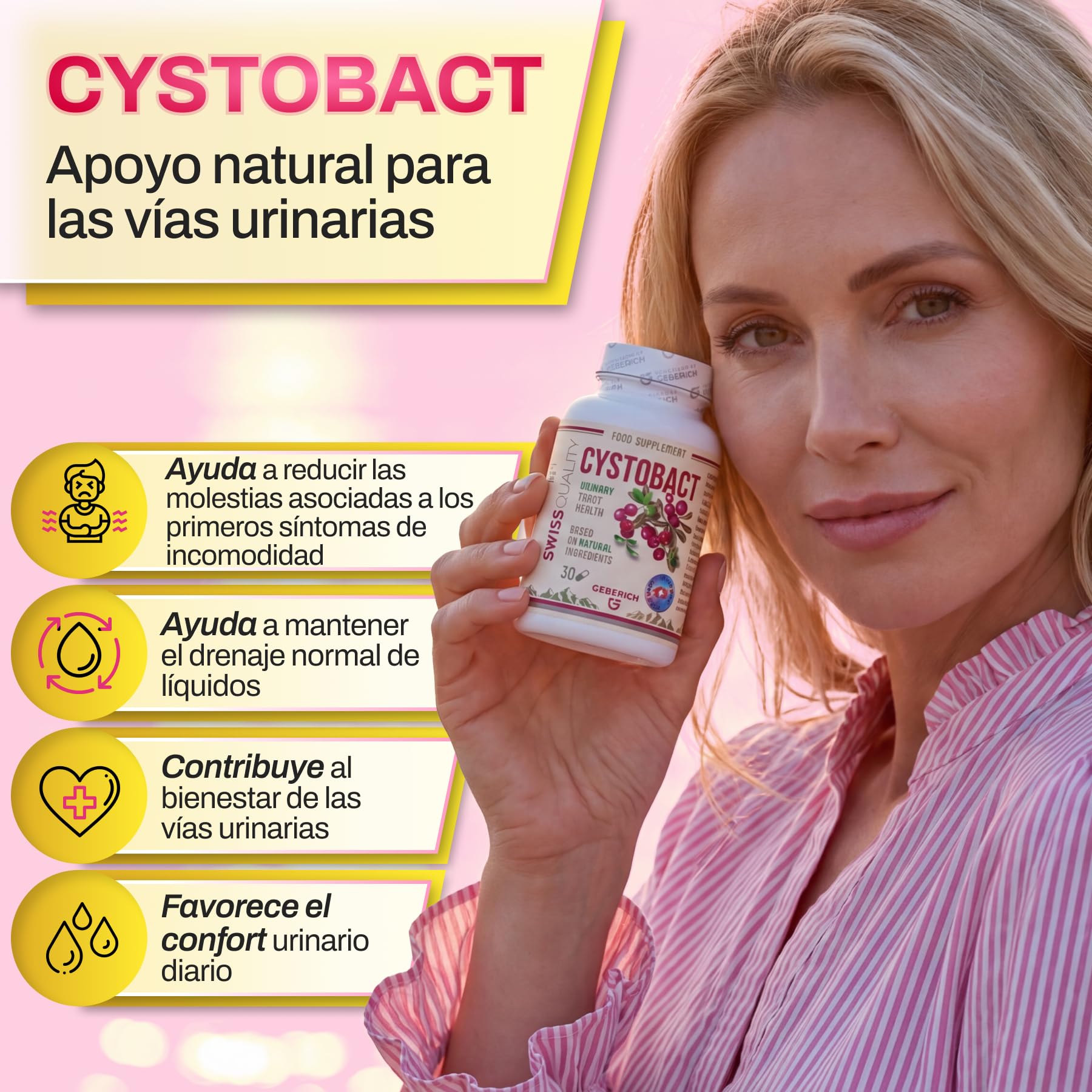 Cápsulas CYSTOBACT | Salud de las Vías Urinarias | D-Manosa 720mg + Extracto de Arándano Rojo 300mg | Ayuda para Cistitis | con Arbutus unedo (5% Arbutina) 320mg y Bioflavonoides | 30 Cápsulas