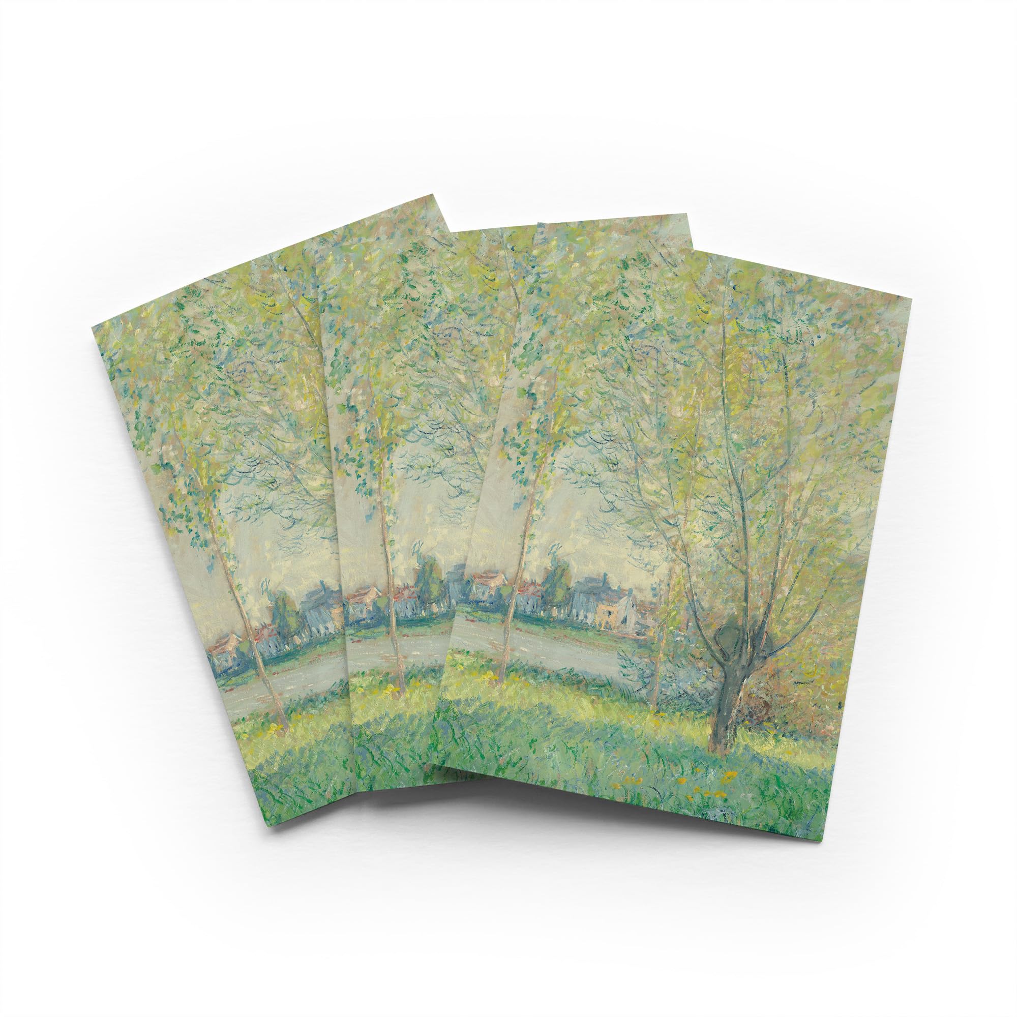 Monet Willows Landscape Greeting Card Impressionist Nature Any Occasion Set of 3 Blank Inside 5x7 Inch 13x18 cm