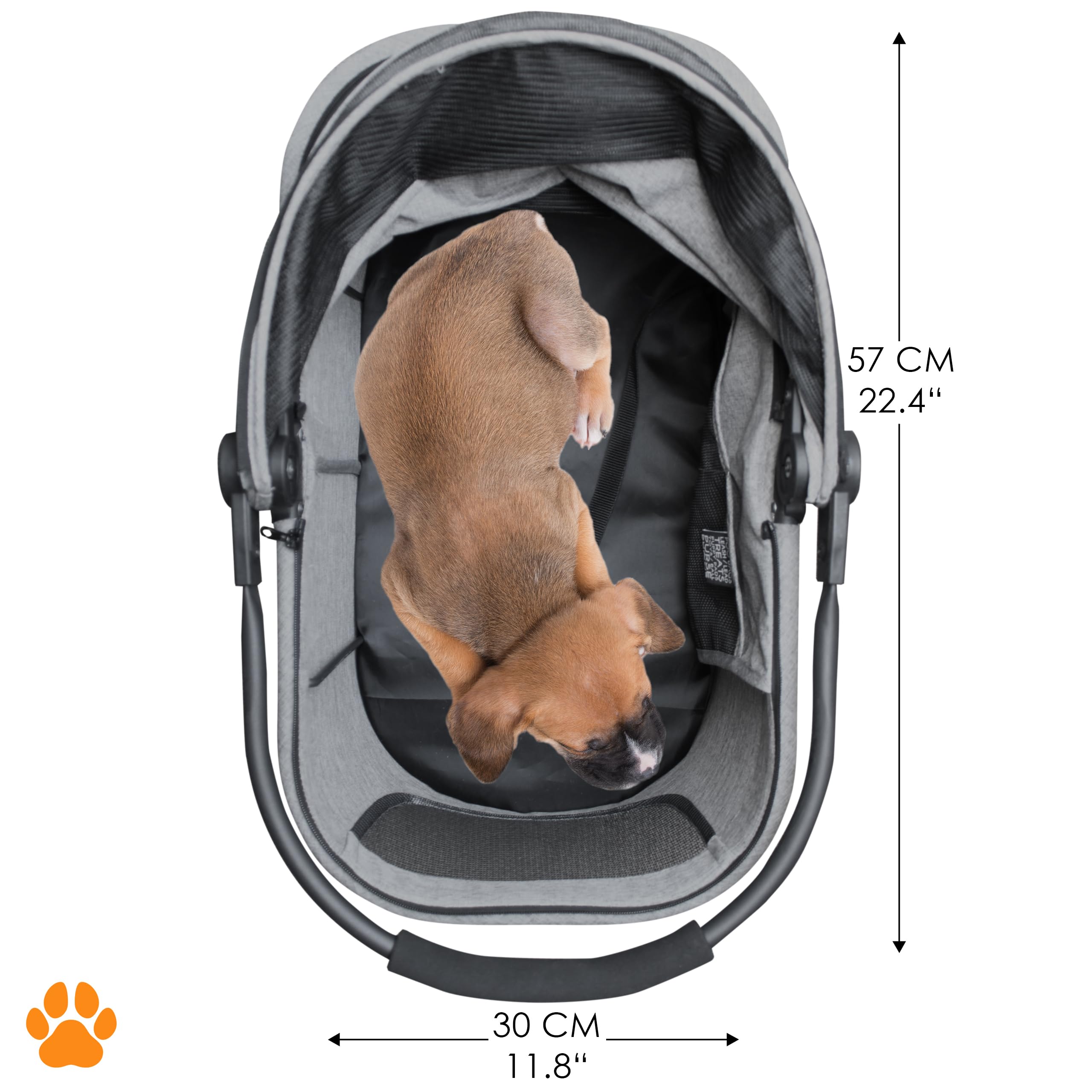 My Duque - Model Coco 2IN1 - Hundewagen & Haustier Buggy bis 15 kg mit extra Korb für Einkäufe
