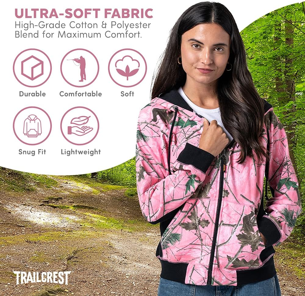 TrailCrest by Treel Women's Full Zip Up Hoodie Sweatshirt Fashion Hooded Jacket - Image 3