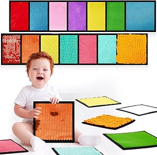 16 Sensory Mini Mats Assorted Sensory Tiles Textured Sensory Mats Sensory Pads Educational Tactile Sensory Toys for Autistic Children Kids Toddler Floor Play Fidget Activity Game Classroom