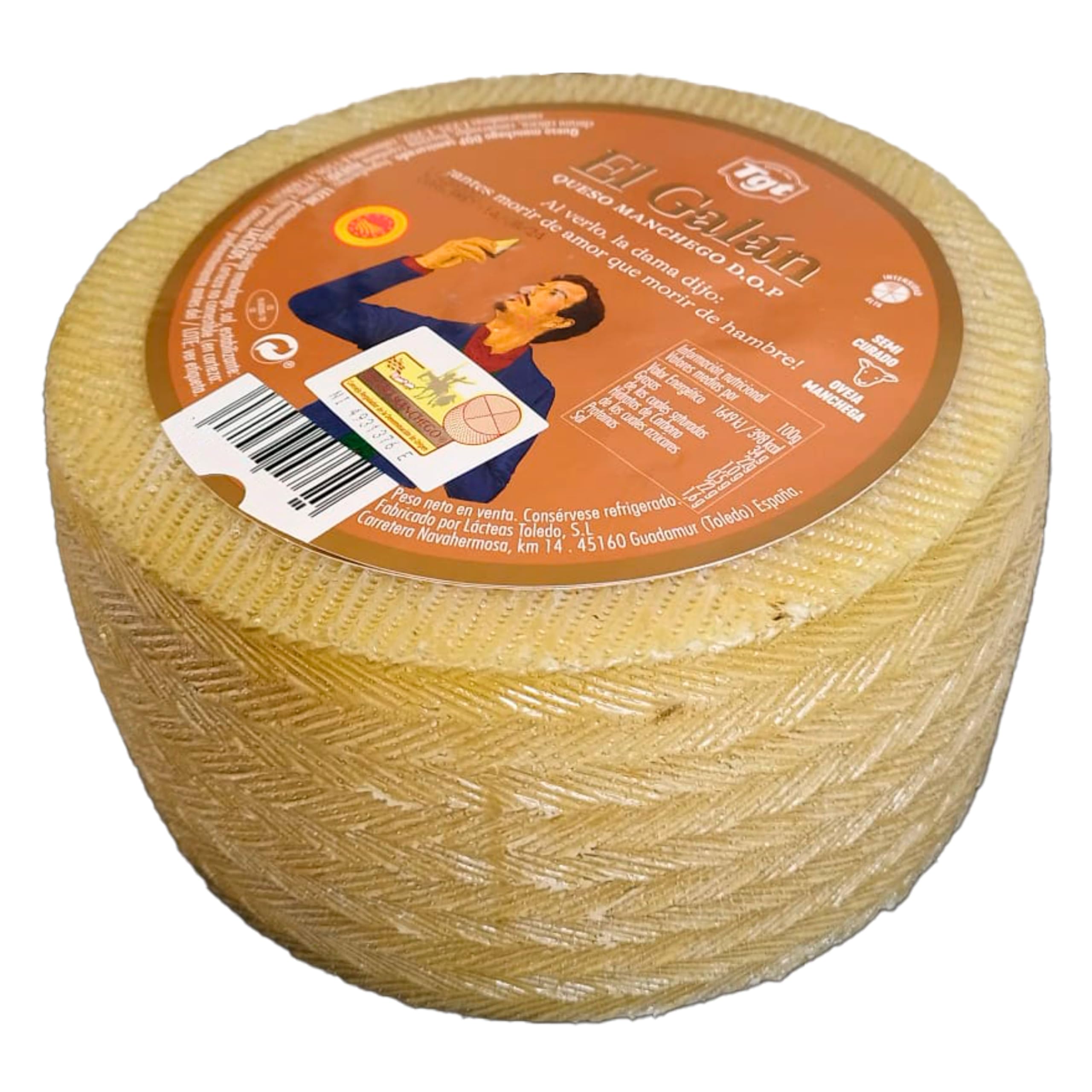 Queso Semicurado El Galán - Auténtico Sabor de Leche de Oveja con D.O. Manchego – Maduración Premium de 12 Meses - Queso Manchego - Peso Aproximado 3 Kilos
