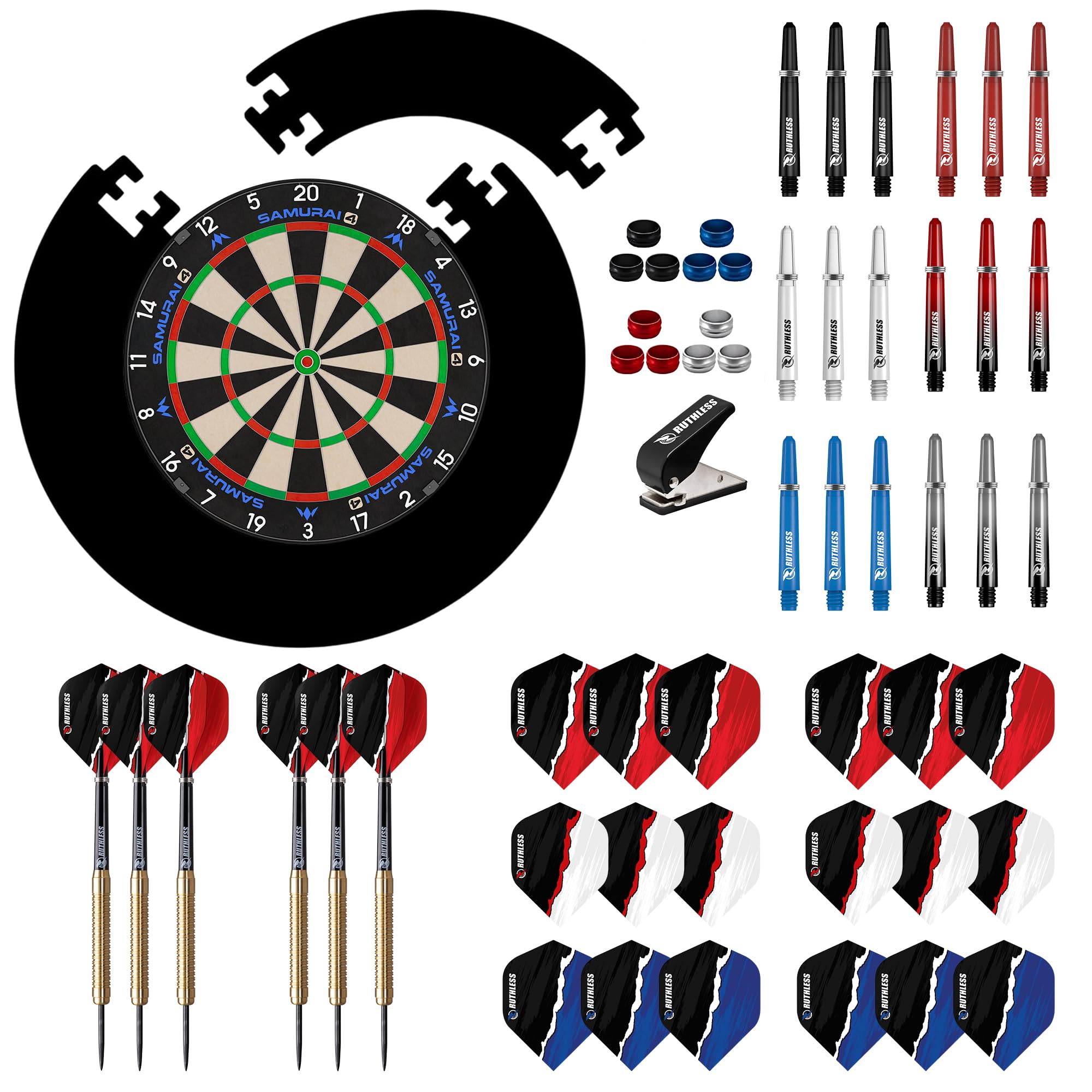 Mission Darts | Samurai 4 White Spider Wire Dartboard Starter Set | Dartboard, Jigsaw Surround, Darts & Accessories