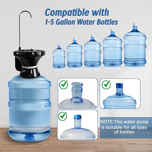 Miniatura 4 de Dispensador eléctrico automático de agua potable, bomba de botella recargable por USB con control de interruptor de gravedad para jarras de 1 a 5