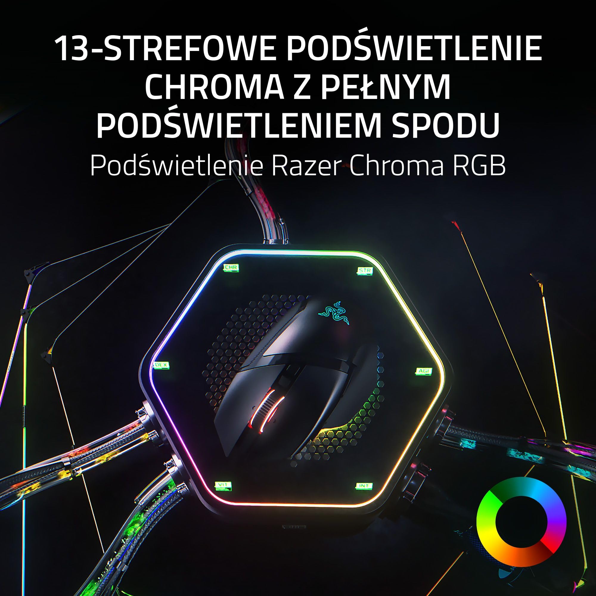 Razer Basilisk V3 Pro 35K Phantom Green Edition - pełni konfigurowalnej bezprzewodowej ergonomicznej myszy do gier RGB - 4-kółko przewijania - czujnik 35K DPI - 13 przycisków | Phantom Green