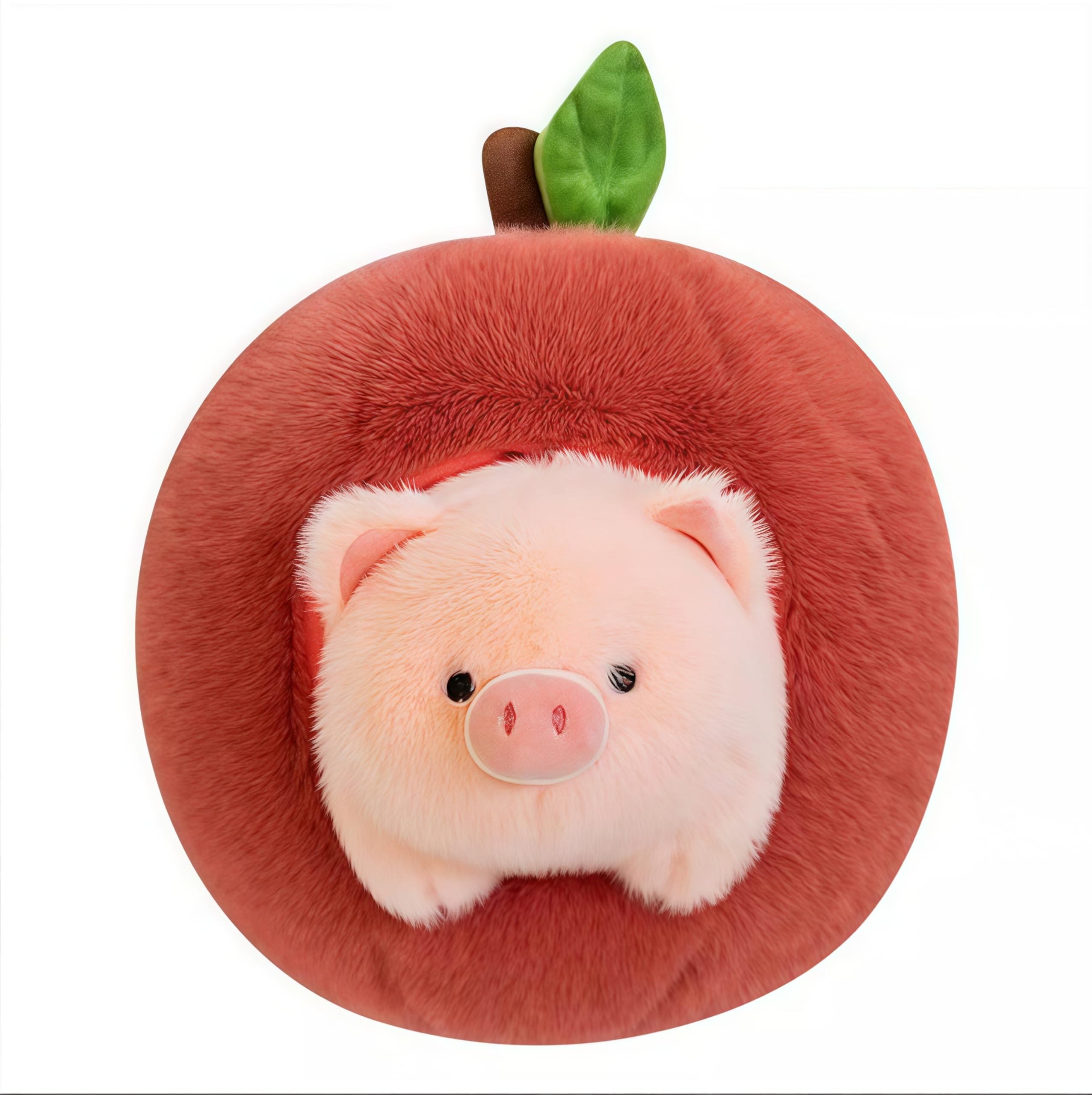 Cute Hiding Pig in Apple Plush Toy - Funny & Soft Detachable Stuffed Animal, Unique Gift for Kids & Pig Lovers, Christmas Birthday Present (9 Inches)