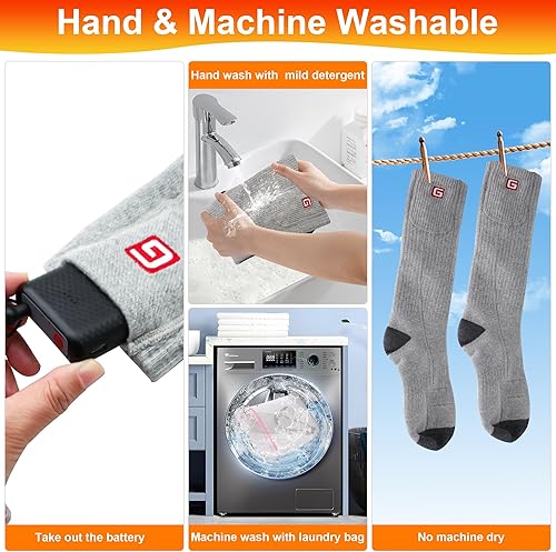 Miniatura 6 de SVPRO Calcetines calentados para hombres y mujeres, calcetines eléctricos recargables con batería, calcetines cálidos de invierno con 3 ajustes de