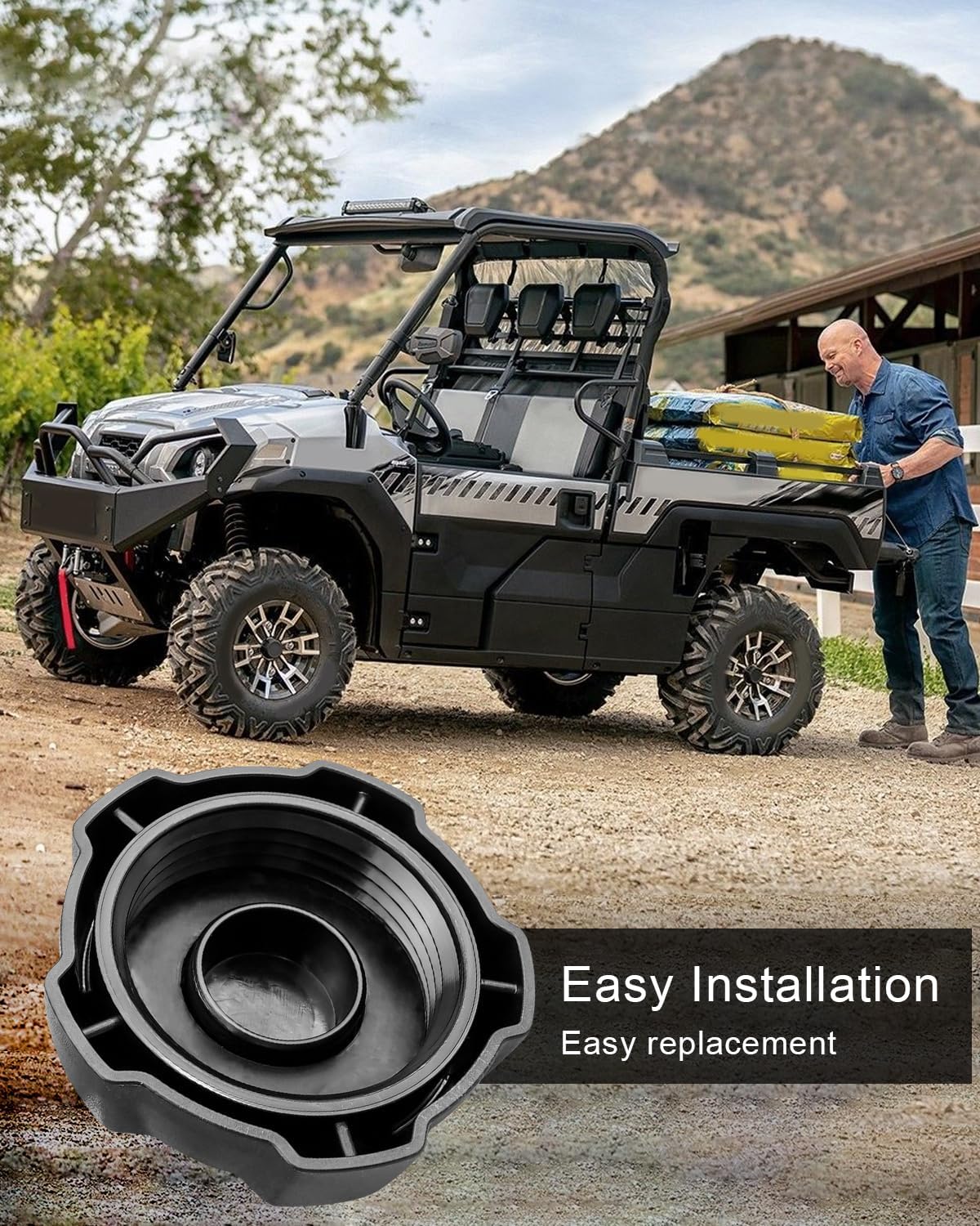 Fuel Gas Cap Fit for Kawasaki Mule Pro Teryx 800 & 1000 Brute Force 750 & 650 Replace 51049-0718 51049-0001