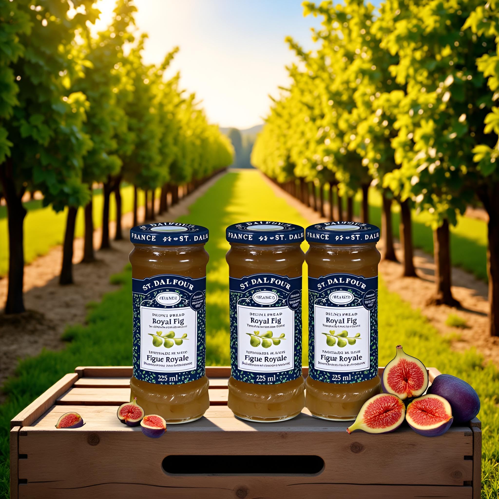 VALUBNDL: St. Dalfour Fig Fruit Spread (3-Pack) – 675ml Total (Three 284g / 10oz Jars) – 100% From Fruit All Natural – No Sugar Added – VALUBNDL Signature Bundle - 4