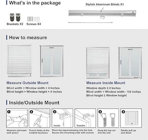 Miniatura 5 de Persianas horizontales sin cordón de aluminio de 1 pulgada, persianas para oscurecer la habitación, persianas y persianas para el hogar, oficina,