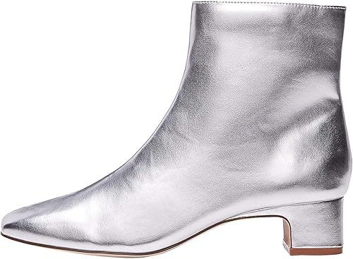 silver leather ankle boots