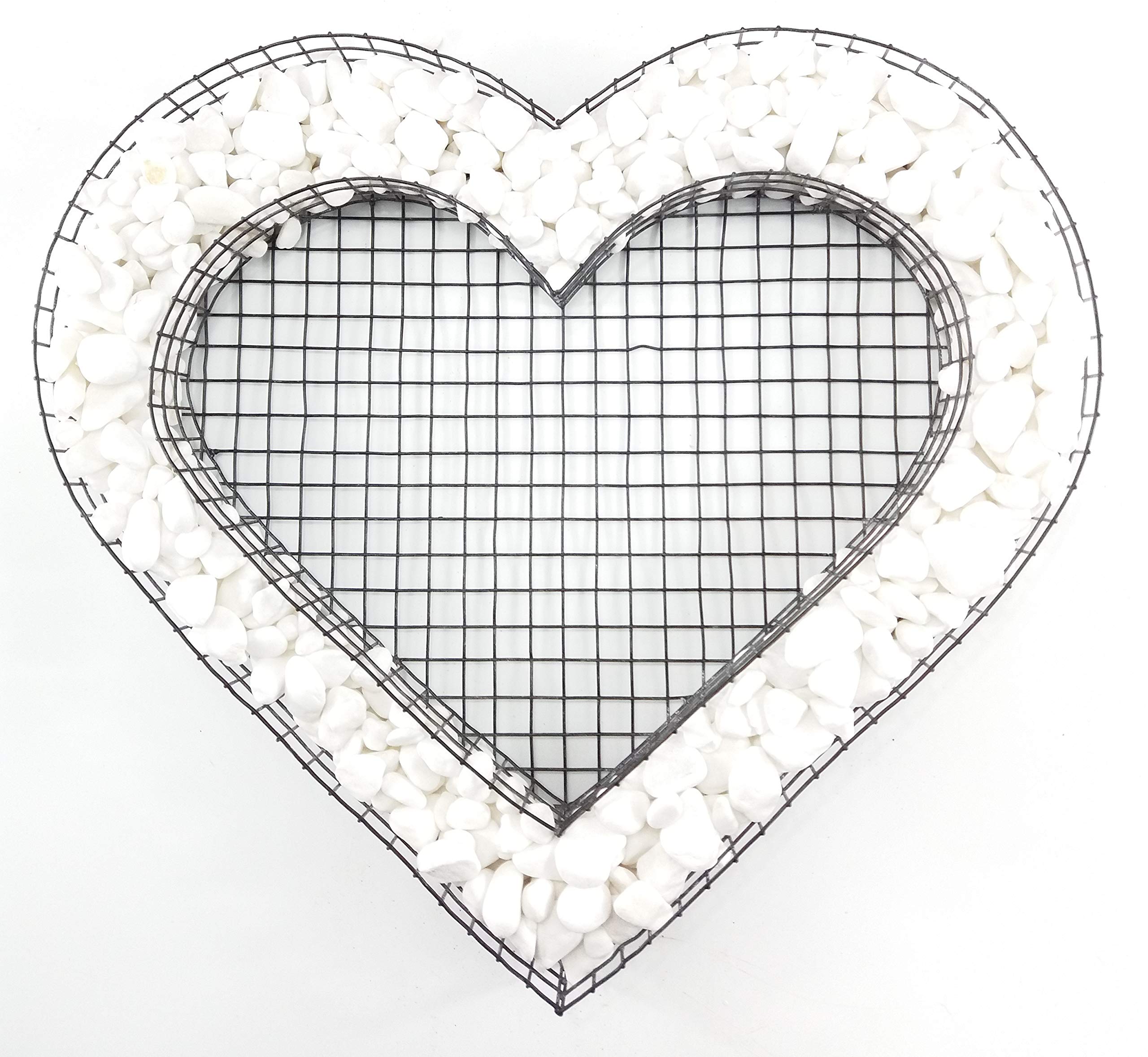 Gartenwelt Riegelsberger Herz Gitter mit Carrara Kies für Allerheiligen Grabschmuck Dekoration Grabbepflanzung Grabgestaltung Grabdeko Pflanzschale