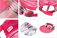 Vista 21 de icolor Sombreros de sol para mujer, protección solar UPF 50, sombrero de verano al aire libre, visera con solapa, sombrero de cola de caballo, Marrón