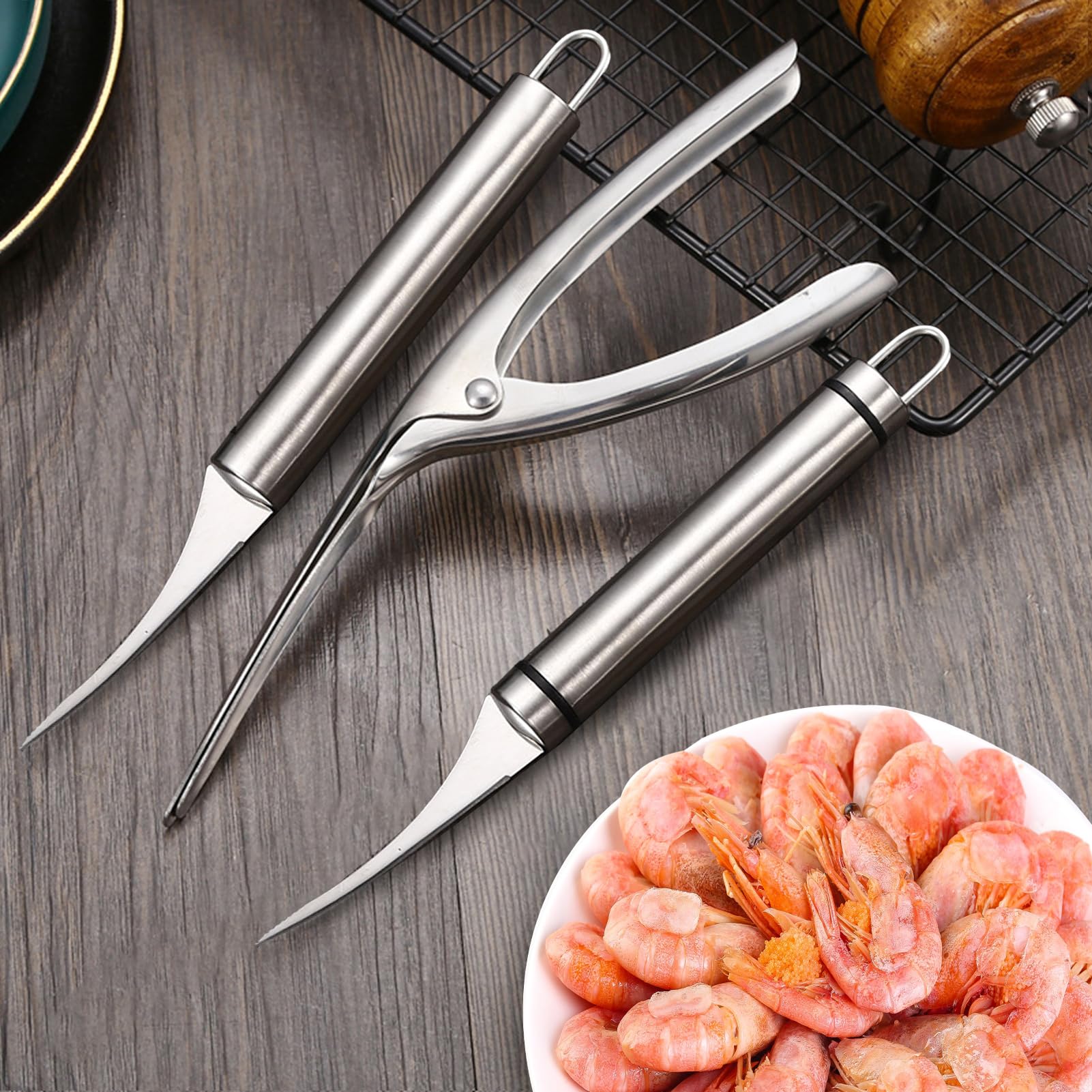 Set Coltelli Per Gamberetti Esshogo - 3 Pezzi, Per Sgusciare, Pulire E Eliminare Il Budello - Foto 5