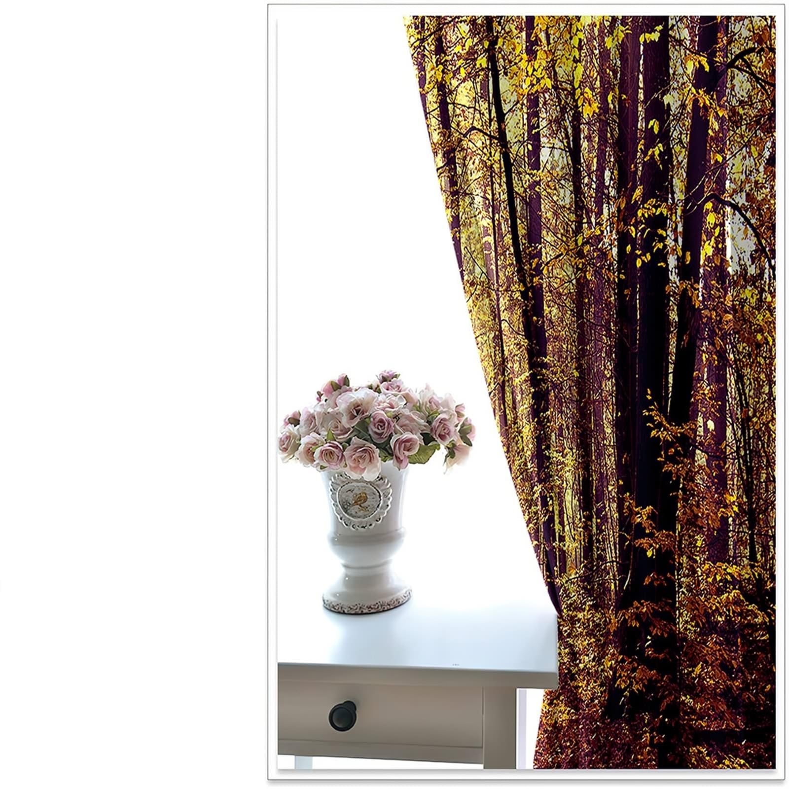 Wycian Schlafzimmer Deko Ösenvorhang Braun 2 Er Polyester Bäume Landschaft H244 X B214Cm