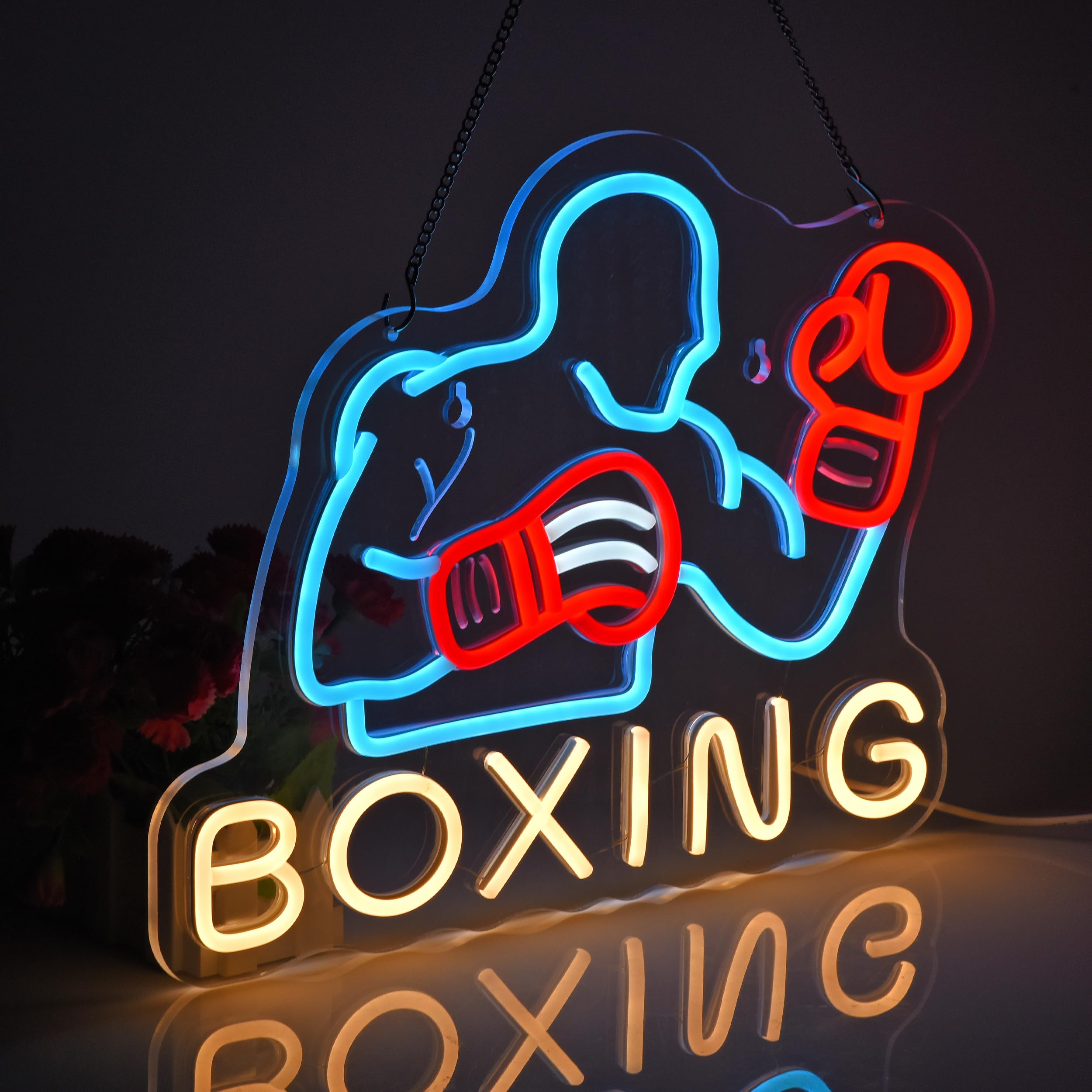 Letrero de neón de boxeo, luces de neón para colgar en la pared, decoración para gimnasio, sala de deportes, sala de juegos, regalos para hombres, cuevas, niños, alimentación por USB, ultra