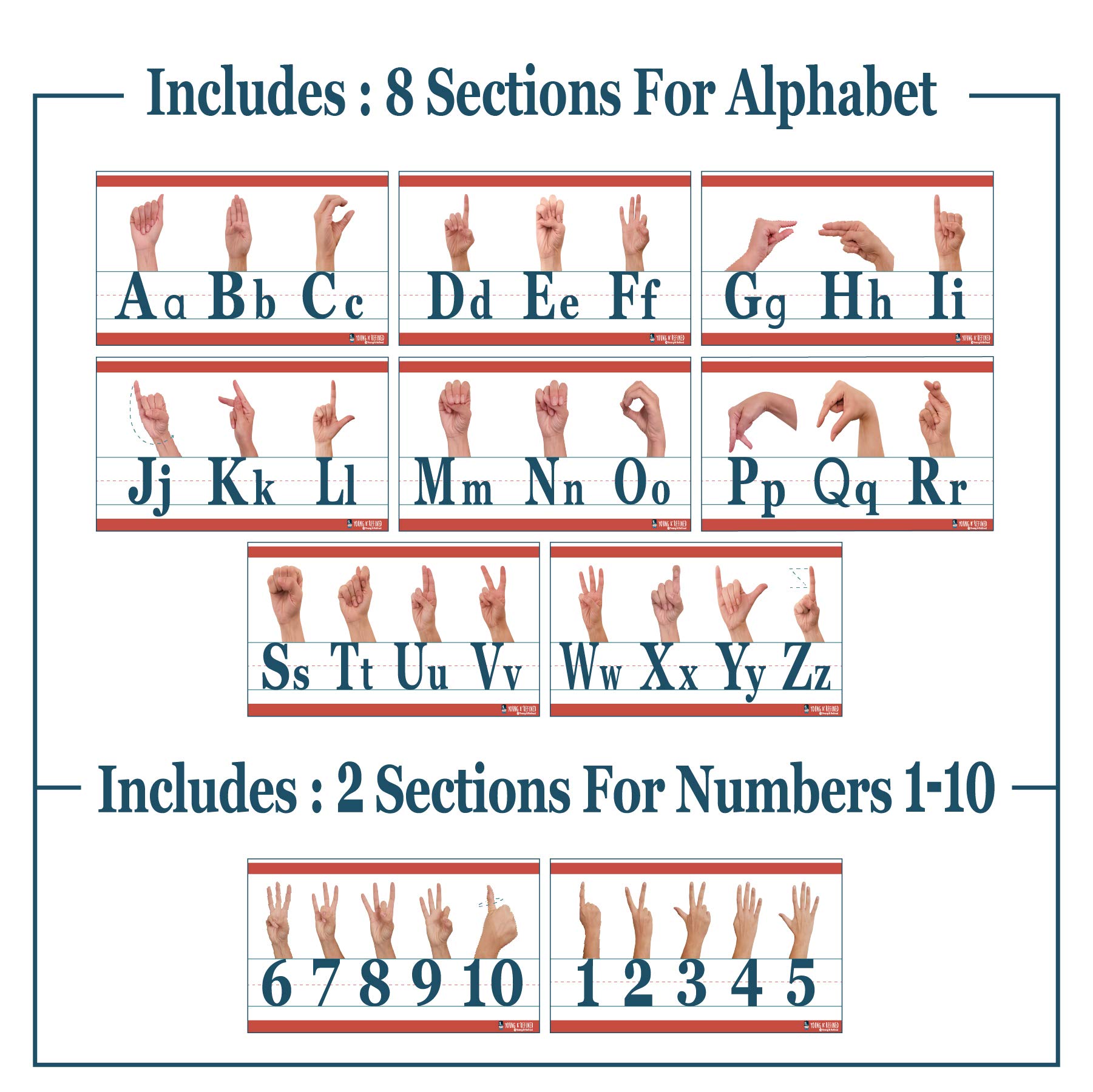 Young N Refined ASL-Alphabet-Linie – 10-teiliges Set, 22,9 X 381 Cm, Matt