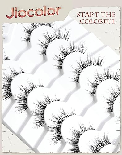 Miniatura 7 de Jiocolor Pestañas naturales que parecen extensiones de pestañas de aspecto natural, banda fina, pestañas finas de 0.51 pulgadas, pestañas postizas