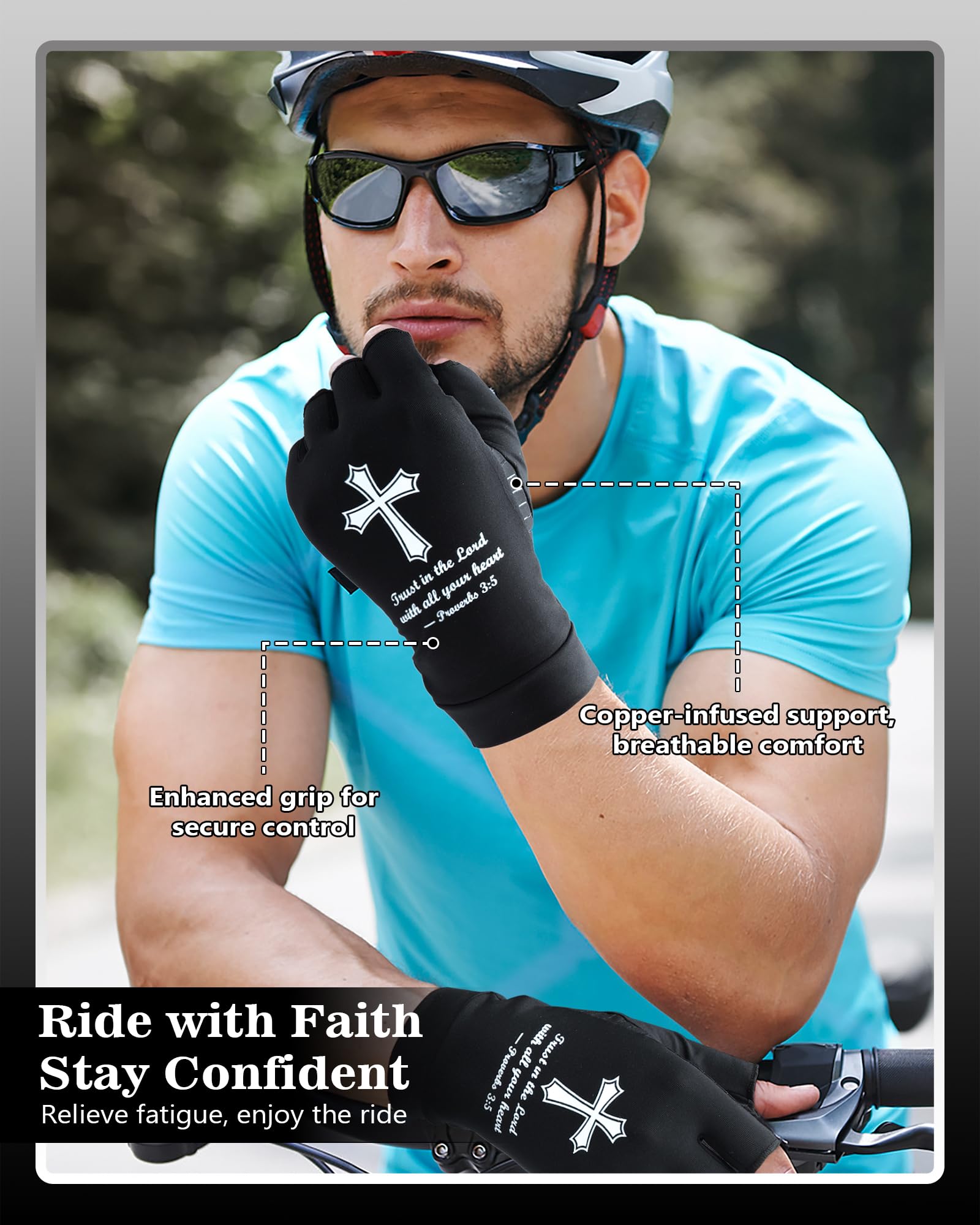 Guantes de compresión de cobre cruzado (2 pares) – Alivio de la artritis, entrenamiento y apoyo a escritura, regalo de bendición cristiana para esposa, marido, papá, mamá y amigos, Negro