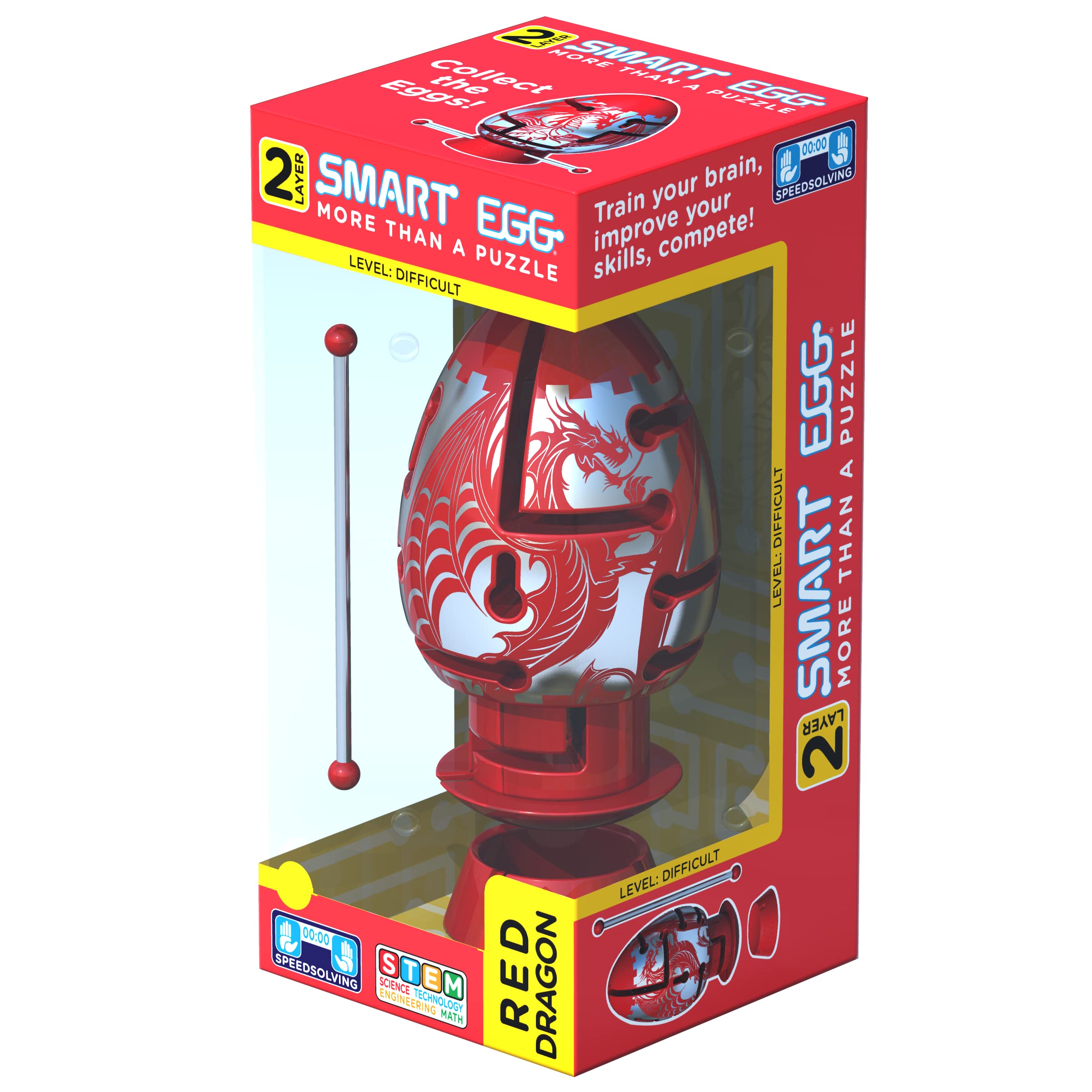 Smart EggRed Dragon: 3D Maze Puzzle, Difficult Brain Teaser for Puzzle Lovers (Level 2 out of 3, for age 8+) - Challenge and Fun in Solving the Labyrinth inside The Egg