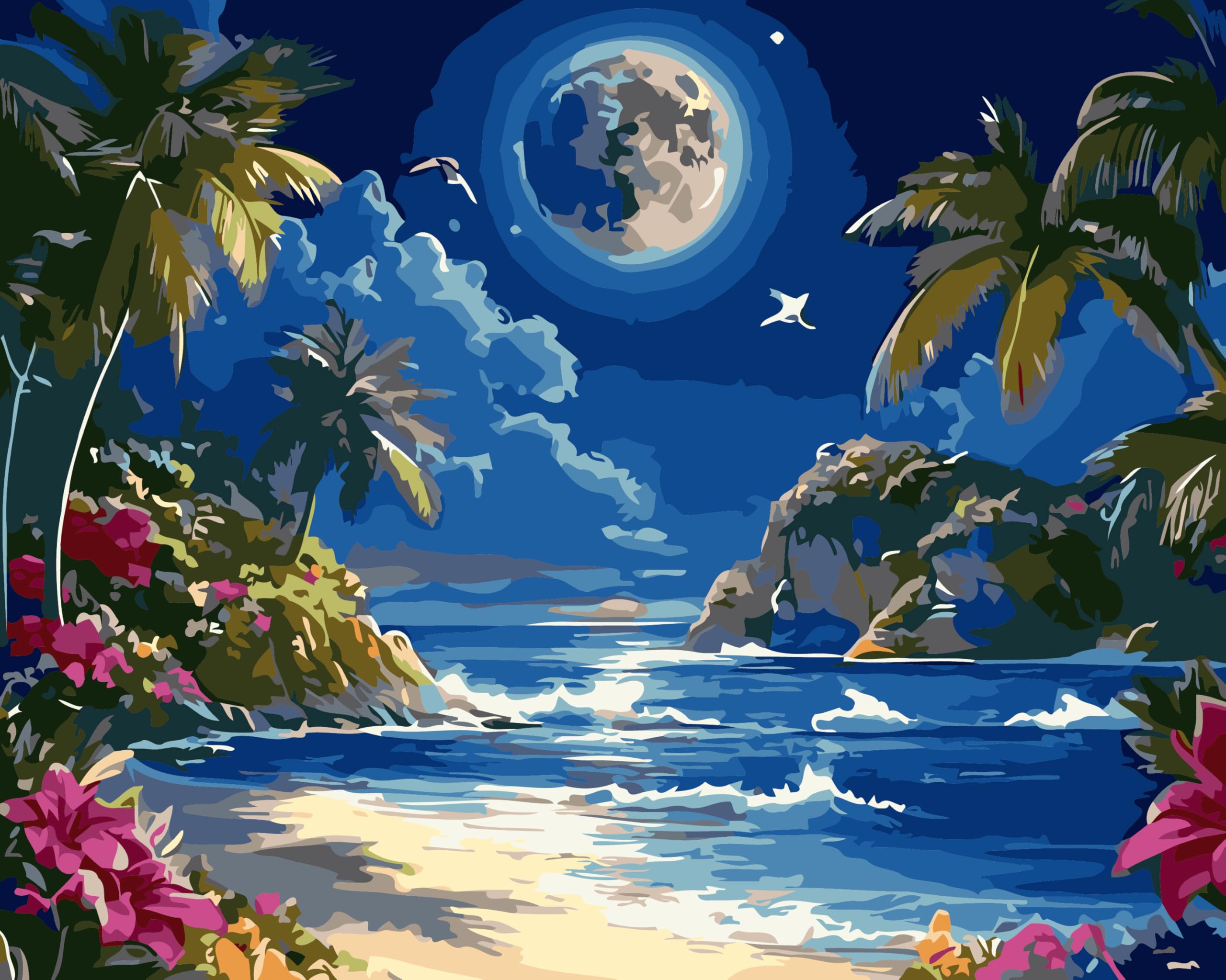 CaptainCrafts Paint by Numbers for Adults Beginner 16x20 Inch DIY Craft Art Paintings Home Wall Decor (Frameless, Romantic Island Night Scene) โ image 1