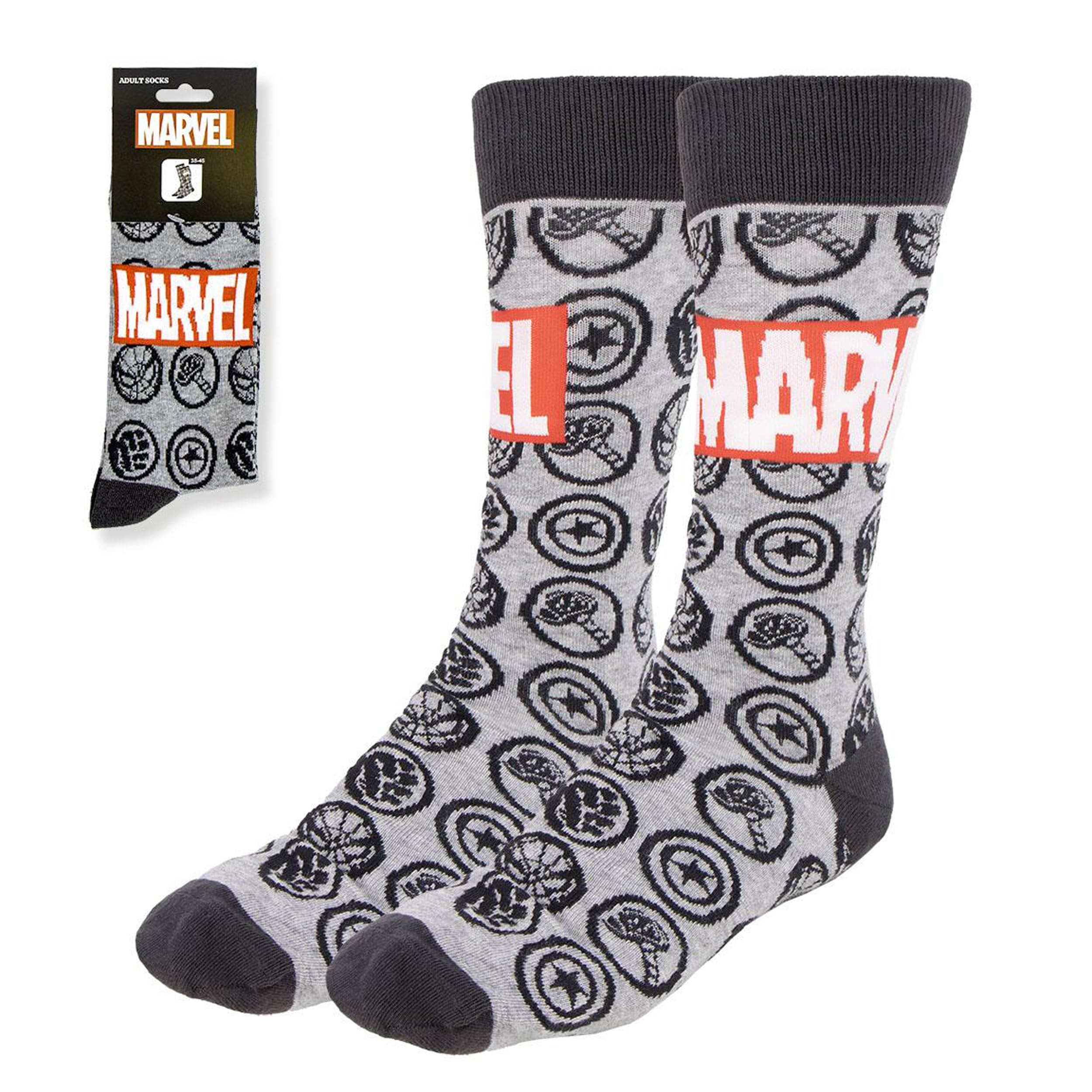 MARVEL COMICS CAPTAIN AMERICA SYMBOLS ALL OVER DESIGN BLUE PAIR OF CREW SOCKS