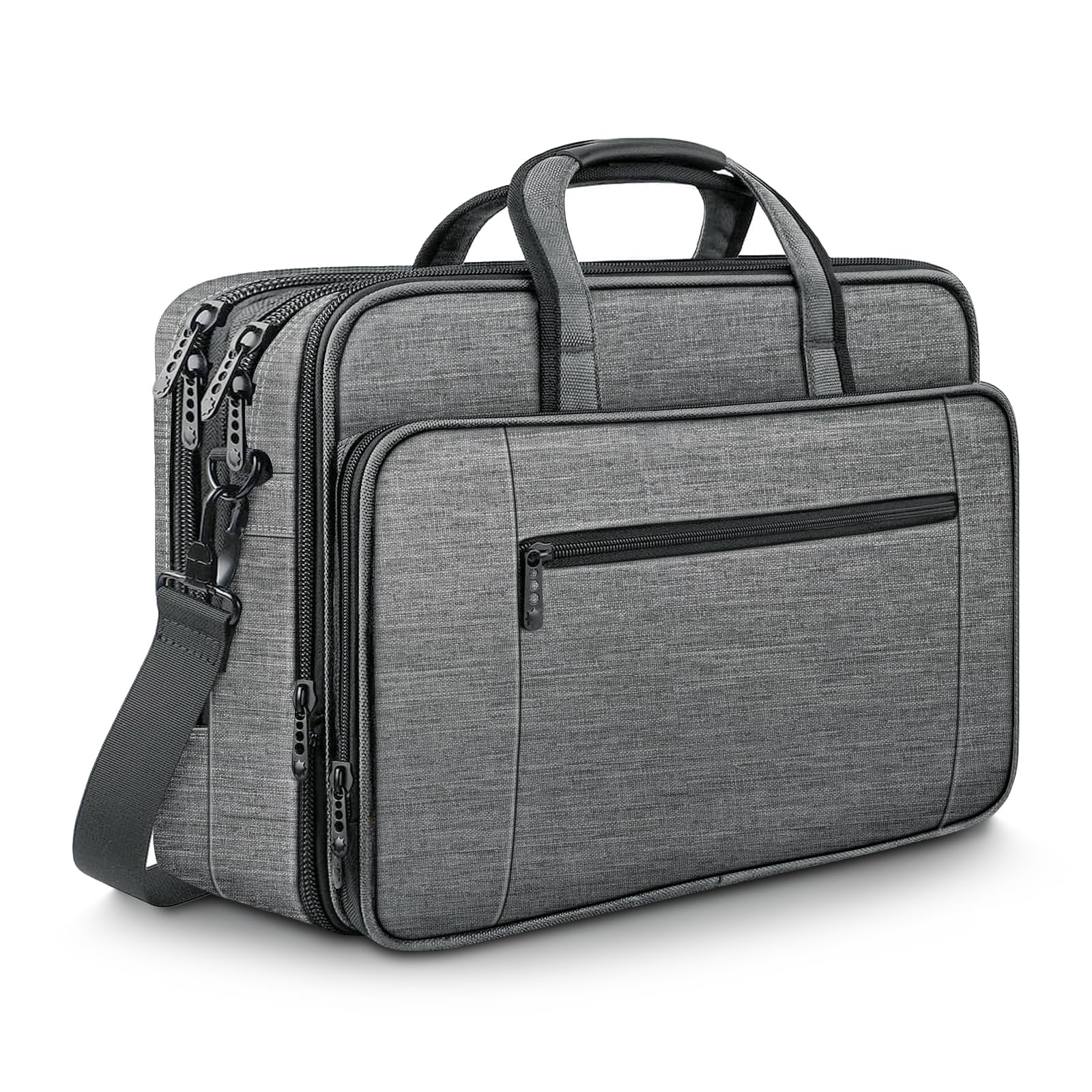 Mancro Laptop Bag 17 Inch, Large Laptop Messenger Shoulder Handbag Expandable with 2 Compartments for Men, Waterproof Business Travel Work Bag Briefcase for 17 inch Notebook Computer Tablet,Grey