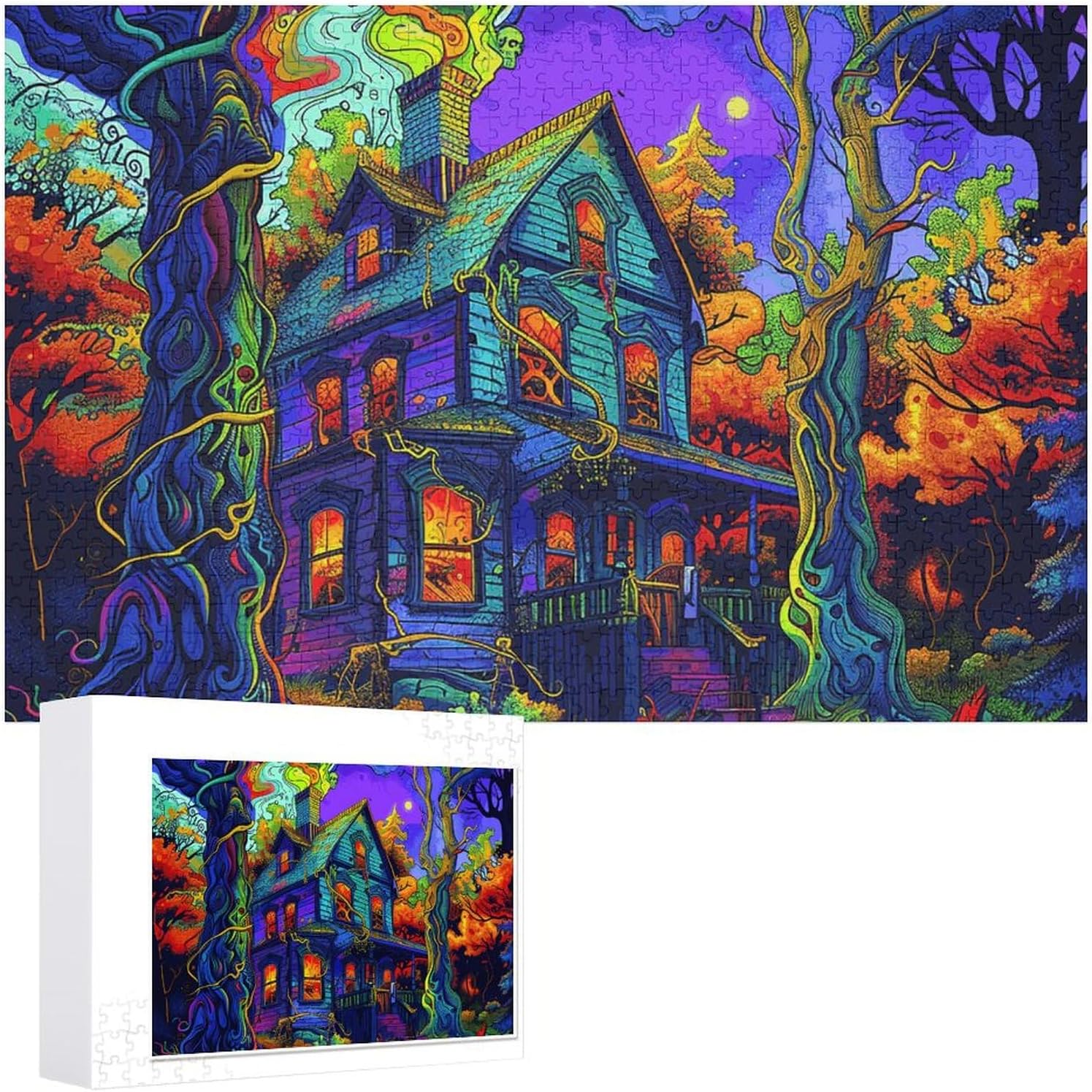Psychedelic Art House Puzzles 1000 PCS Personalized Jigsaw Puzzles for Adults Photos