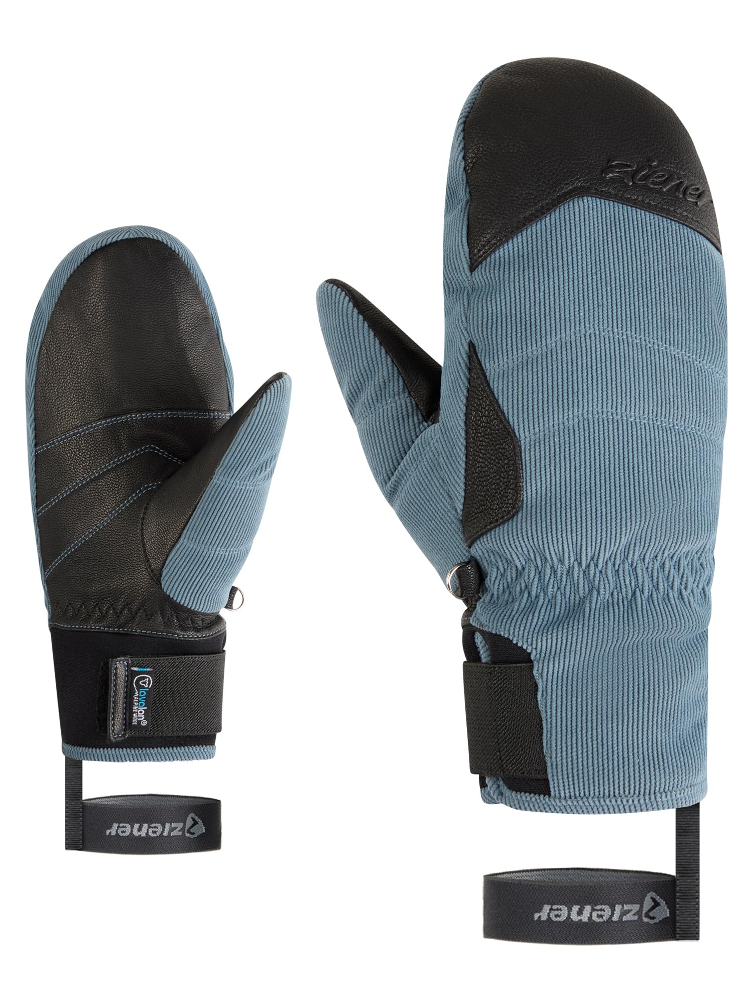 Ziener Womens Kalea-Z Ski Mittens Winter Sports | Extra Warm Lavalan Waterproof Iron Sky Corduroy 8.5