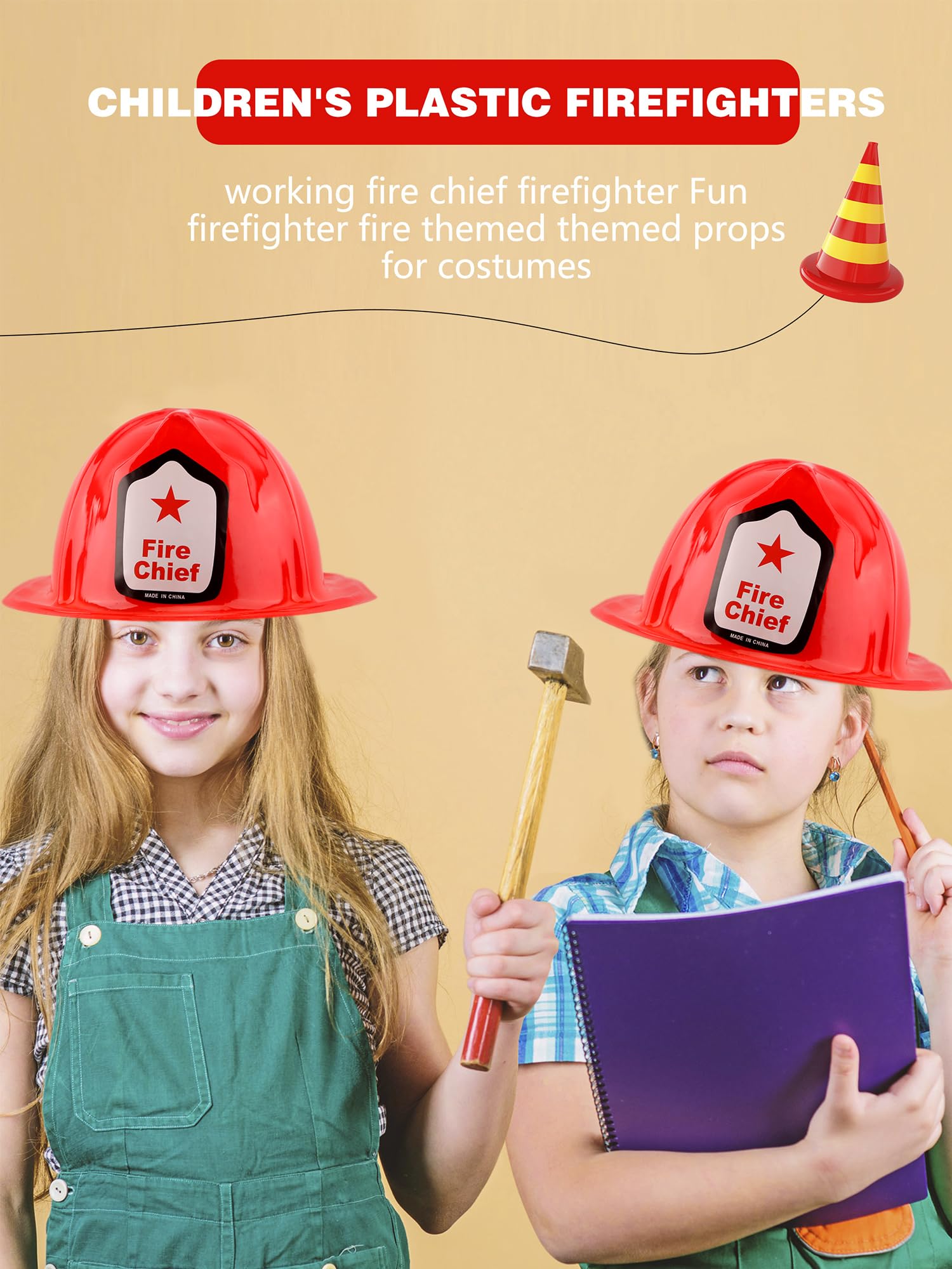 Paquete de 70 sombreros de bombero de plástico rojo a granel para cumpleaños, Halloween, cosplay, fiesta, accesorio de vestir