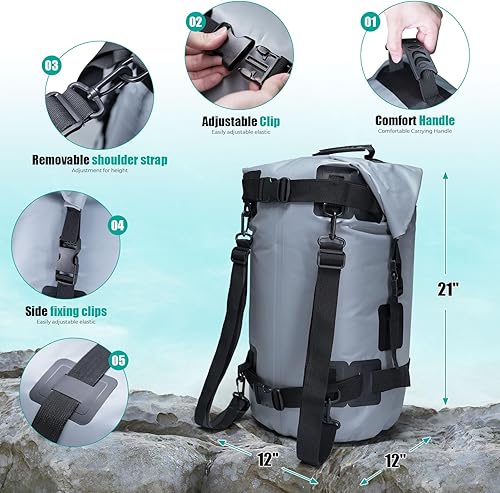 Miniatura 2 de Mochila impermeable de 35 litros, resistente al agua, para kayak, pesca, campamento, mochila flotante al aire libre, kayak, mochila seca impermeable