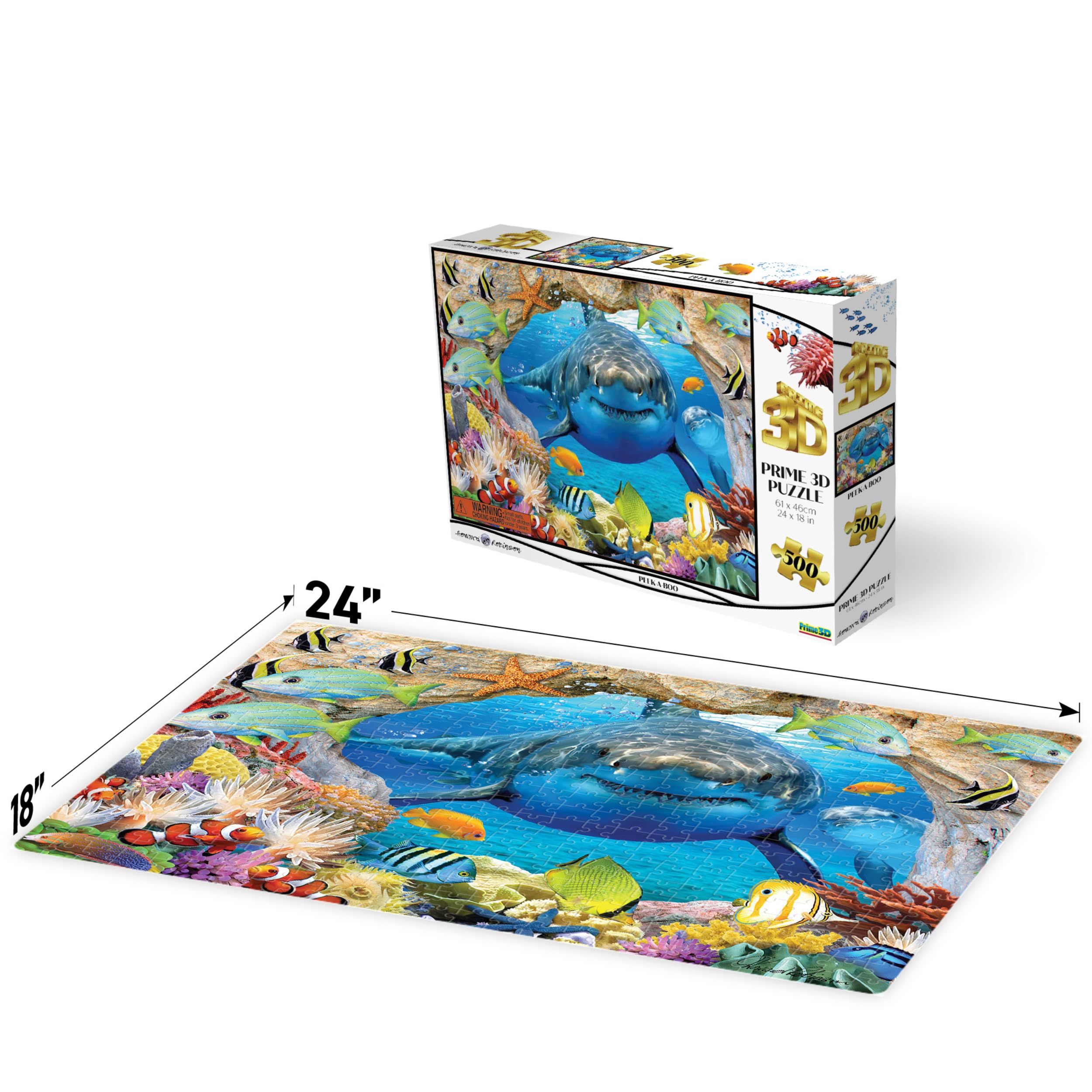 Prime 3D Underwater Selfies 3D Jigsaw Puzzle - 63 Piece Lenticular Ocean Puzzle For Kids & Adults