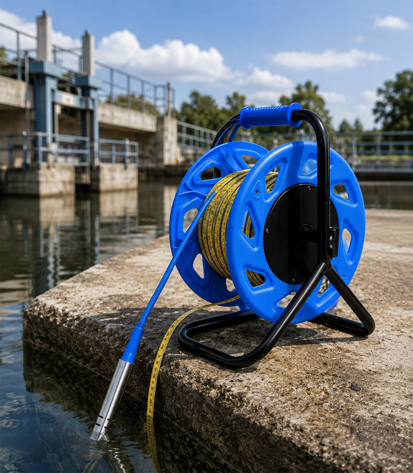 Kindevieft Water Level Meter for Groundwater Monitoring Wells High Precision Steel Tape Water Level Gauge - Ideal for Environmental Monitoring 150M