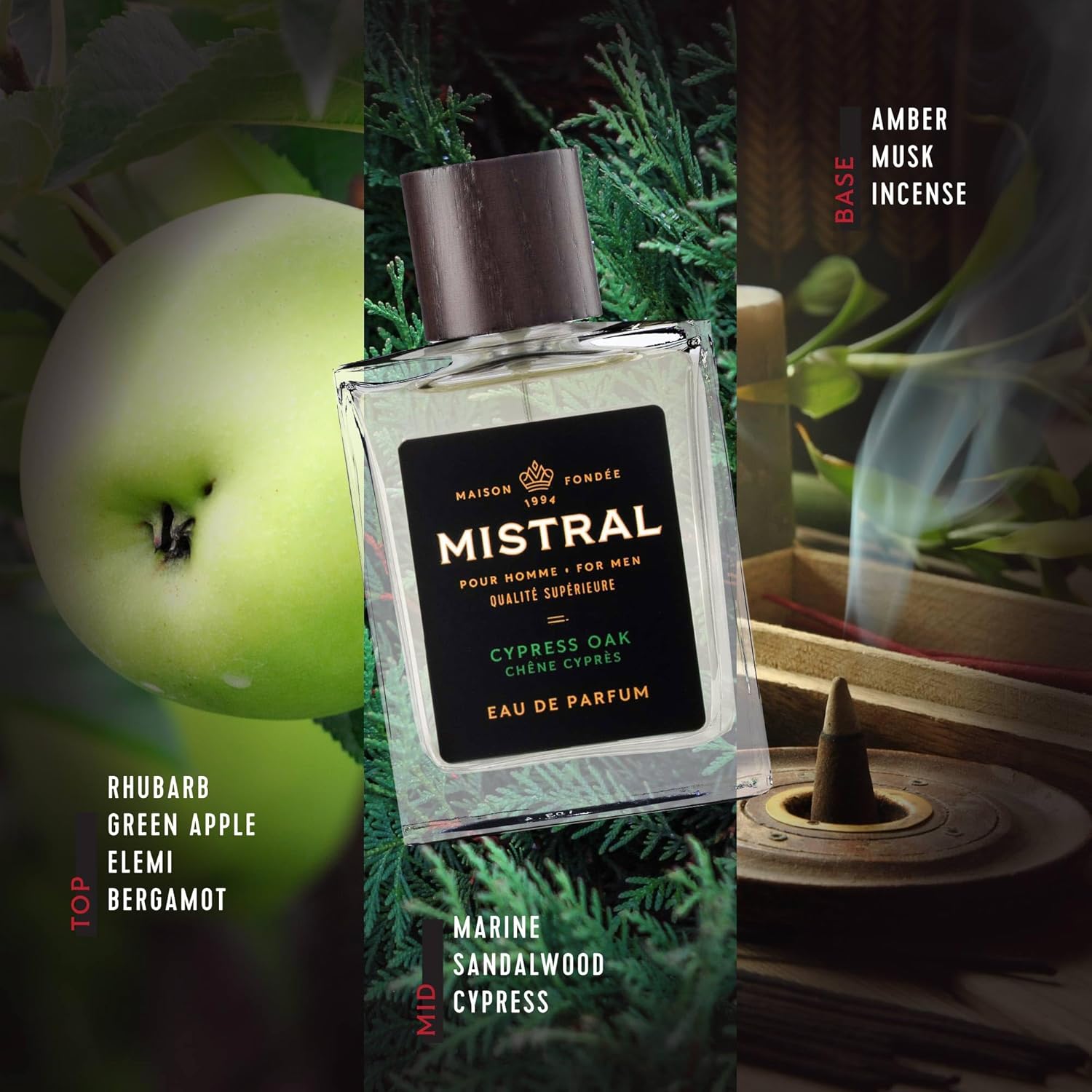 Mistral Men’s Cologne – Cypress Oak Eau de Parfum | Fresh & Woody Masculine Fragrance with Green Apple, Sandalwood & Musk | Cruelty-Free & Long-Lasting Perfume for Men, Made in France - 3.4 Oz - Image 4