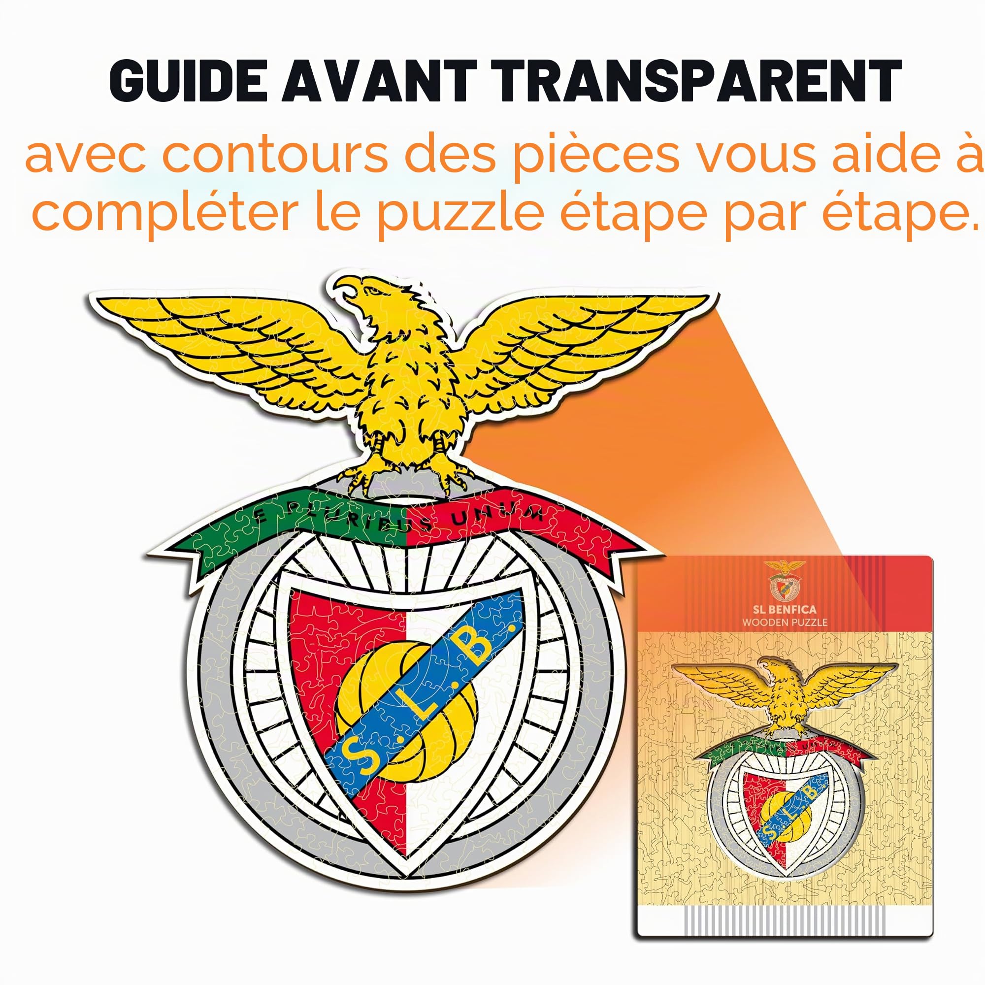 Iconic Puzzles - Benfica, Logo, Puzzle en Bois sous Licence Officielle, 100% Durable, Cadeau pour Adultes et Enfants, Taille S, 150 pièces