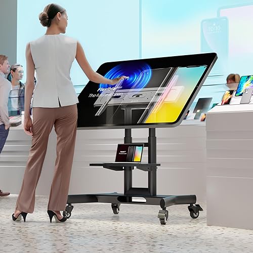 Miniatura 2 de ONKRON Mobile TV Stand on Wheels for 32-70 Inch TVs, max Load 99 lbs, Low Height TV Portable Stand with Shelf, VESA 100x100-600x400, Height