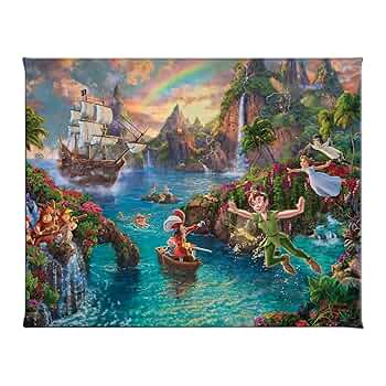 トーマスキンケード ディズニー　ピーターパン　キャンバス　絵画 Amazon.co.jp: Thomas Kinkade Studios Peter Pan's Neverland 8