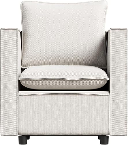 Miniatura 8 de Decorative Beige Single Sofa Chair Set of 2 Soft Armchair with Breathable Seat Cushion Comfortable Modern Chair for Bedroom Corner Reading