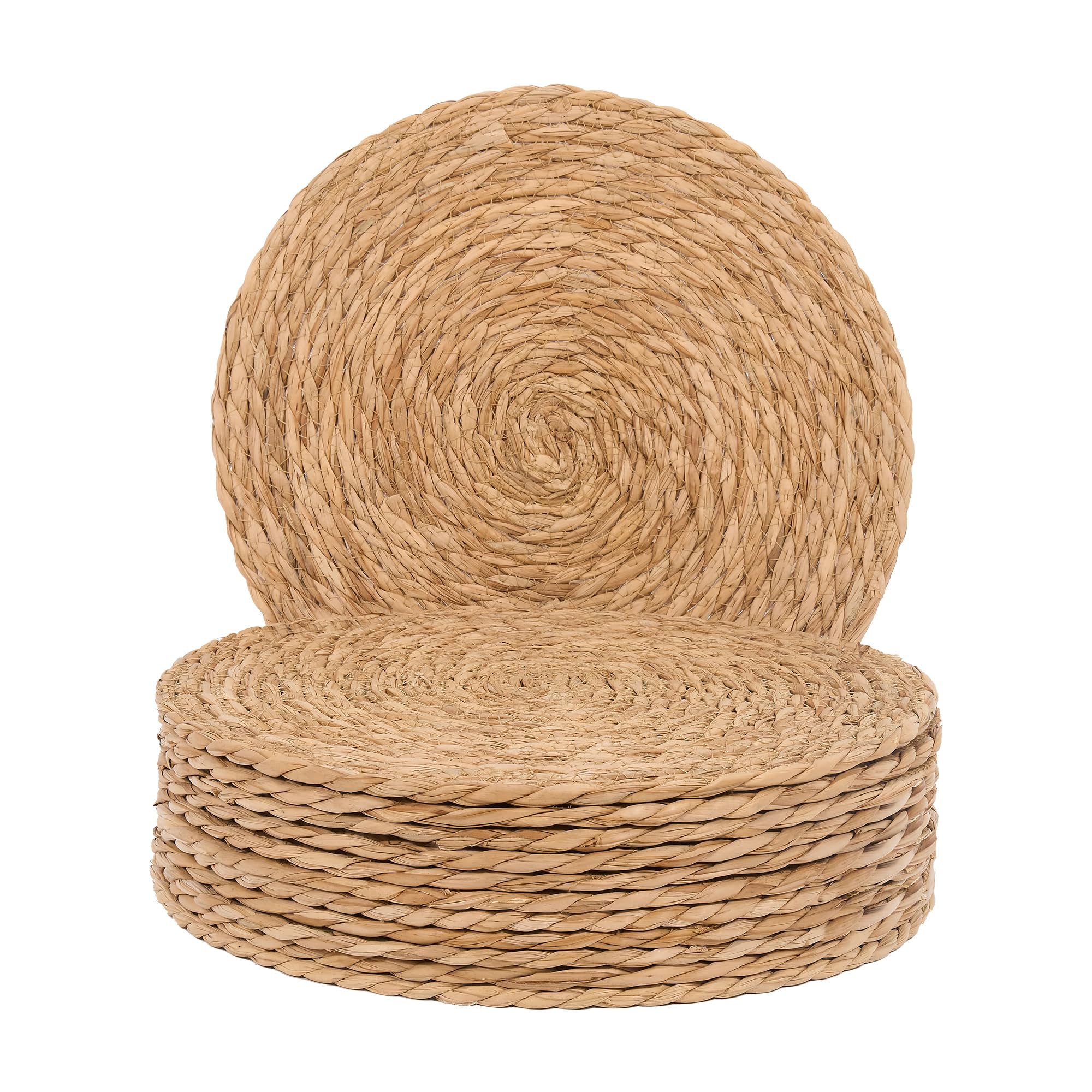 Defined Deco Woven Placemats Set of 10, 13" Round Rattan Placemats,Natural Hand-Woven Water Hyacinth, Farmhouse Weave Place Mats, Rustic Braided Wicker Table Mats for Dining Table, Home, Wedding