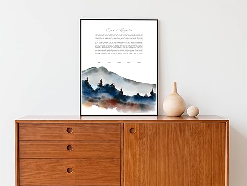 Miniatura 2 de Maybie & Co. Arte enmarcado personalizado de Ketubah del bosque de montaña Contrato de amor de arte judío Contrato de matrimonio interreligioso