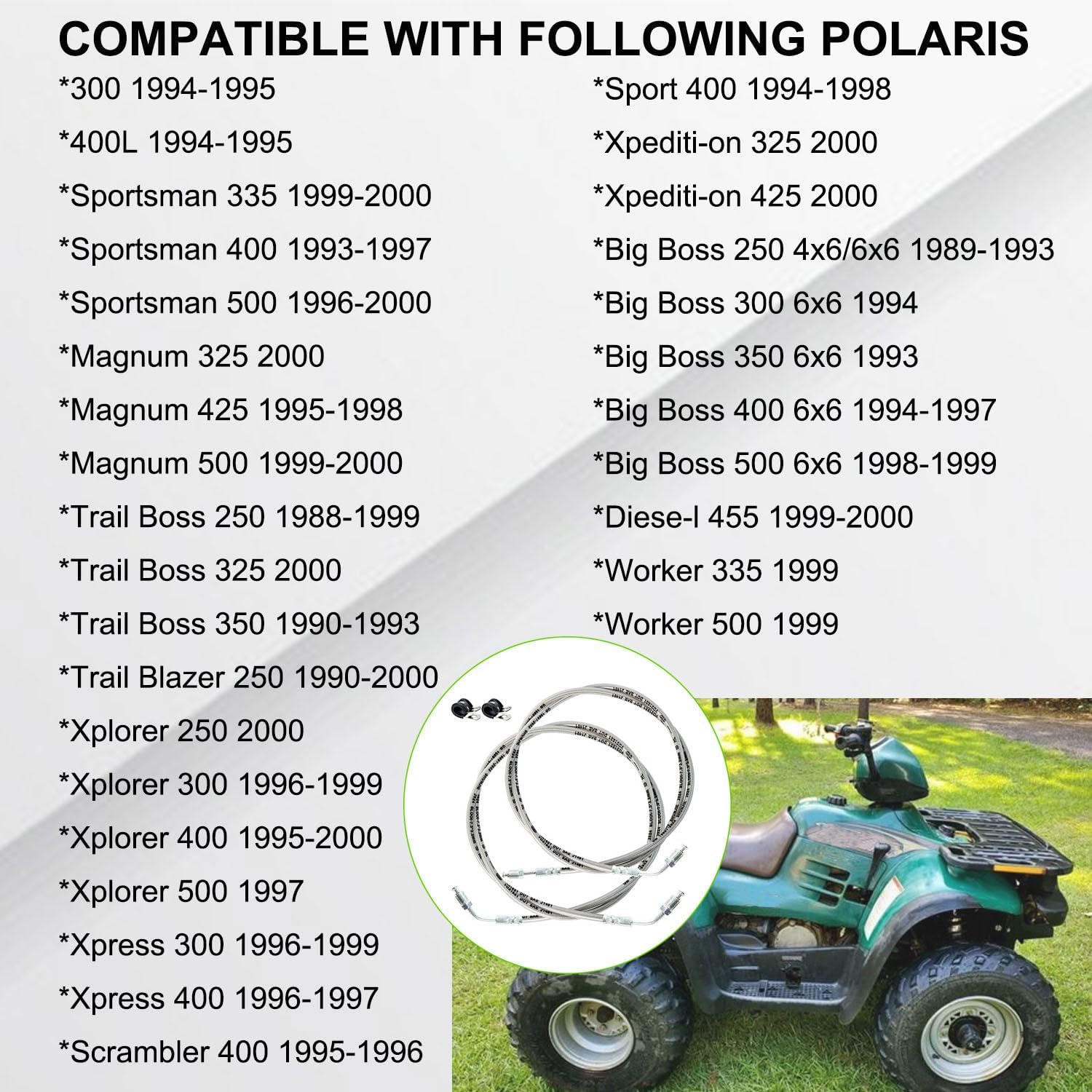 Front Left & Right Brake Hose Lines Compatible with Polaris Sportsman Magnum Trail Boss Blazer Xplorer Xpress Scrambler Xpediti-on Big Boss Worker 250 300 350 400 500 Part # 1930753 1930752