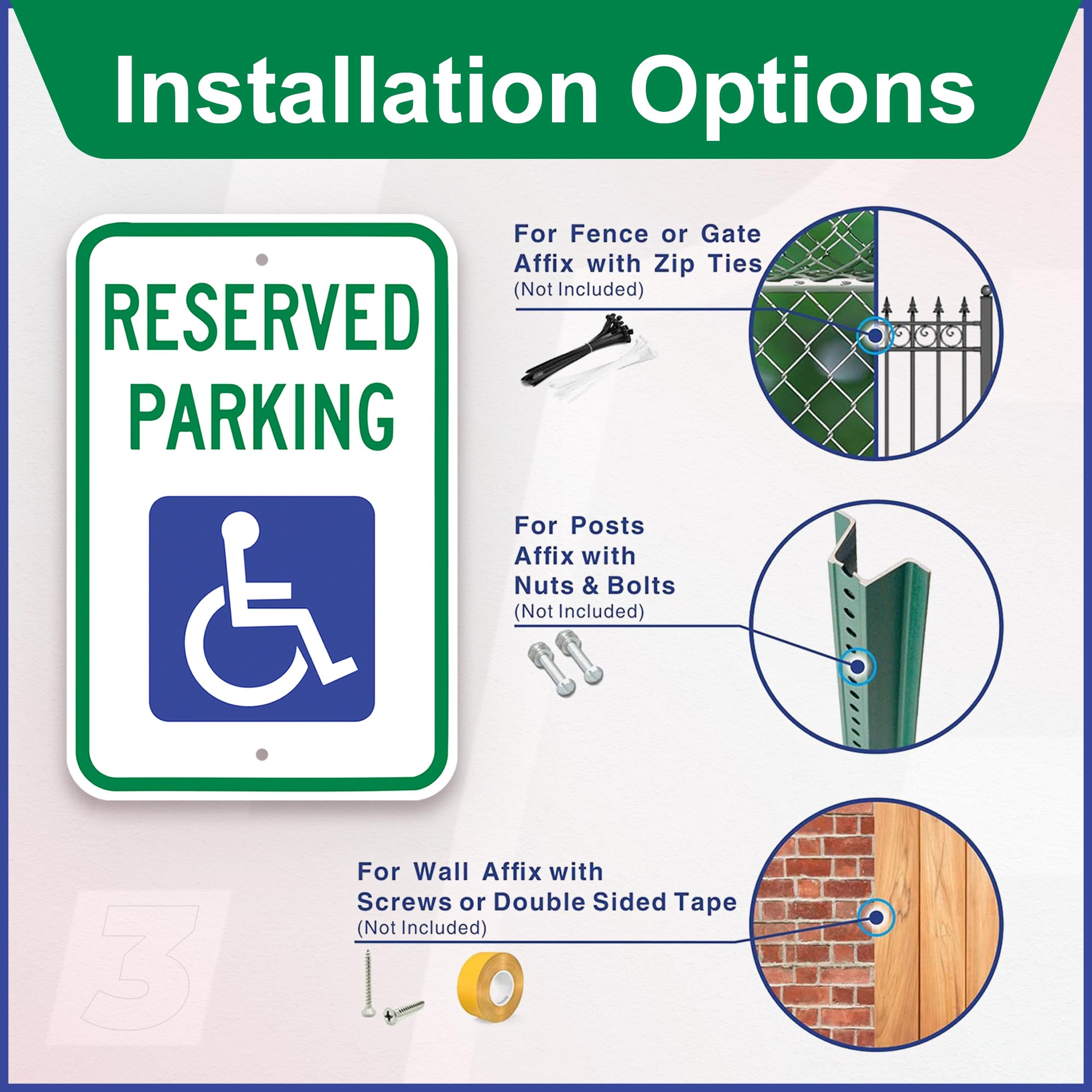 GicnKeuz Parkschild 'Reserved Parking' – 30,5 X 45,7 Cm, Aluminium, Reflektierend, Wasserdicht, 2 Stück