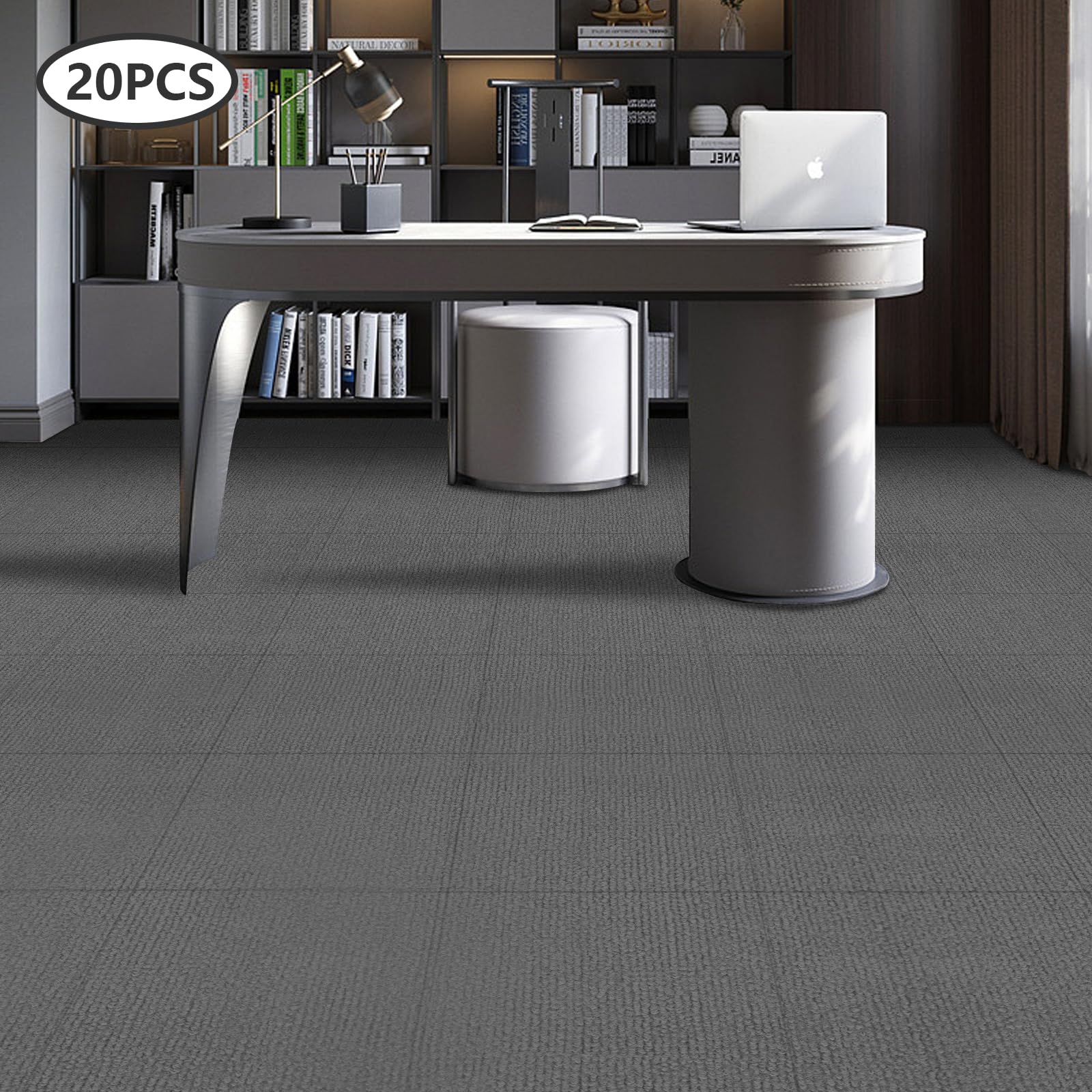Lot de 20 dalles de moquette autocollantes 50 x 50 cm - Tapis carré - Pour restaurants, chambres familiales, bureaux, etc - Gris clair