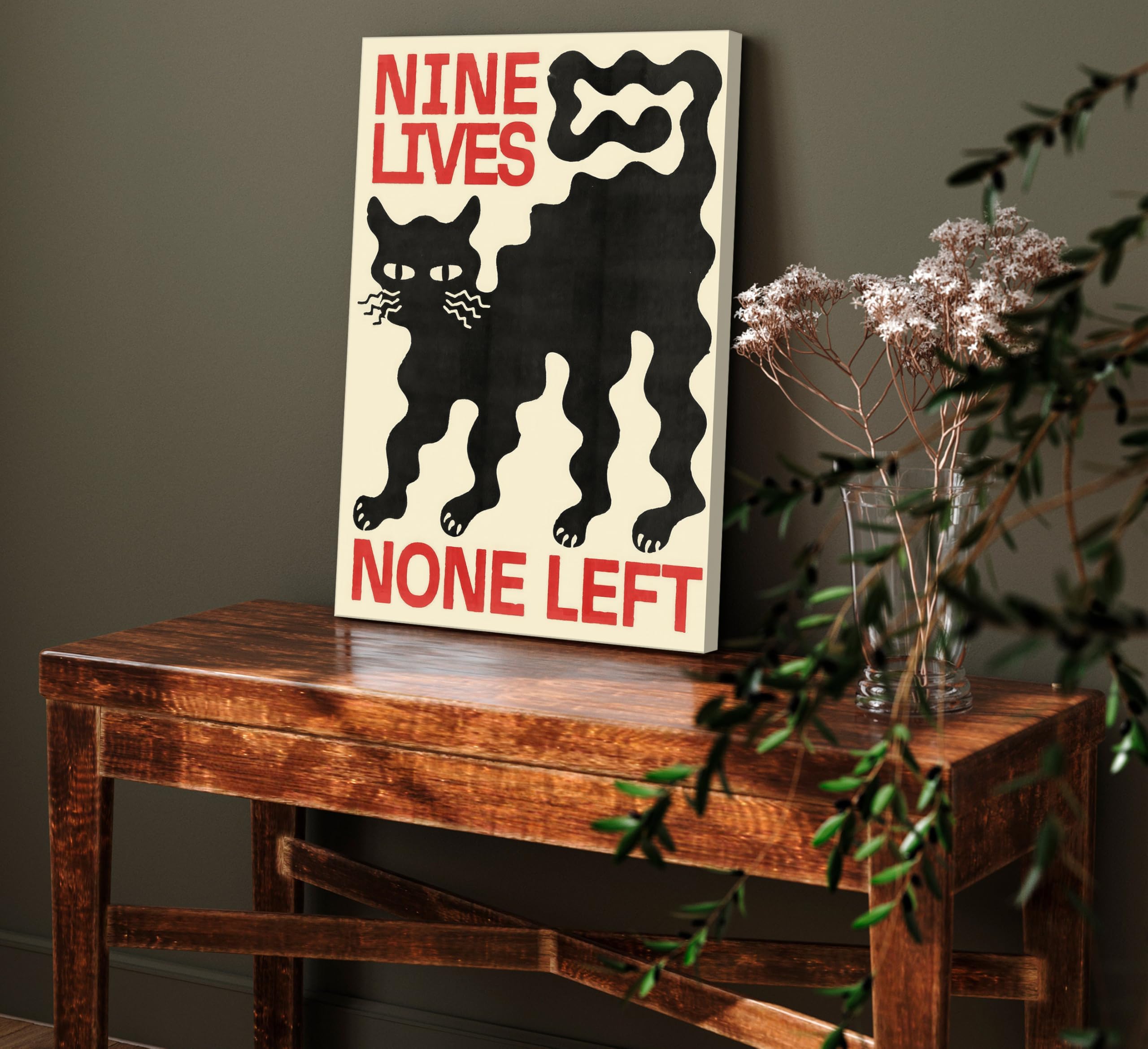 Amazon.co.jp: PLWREOO ゴシック 黒猫 キャンバス ウォールアート Nine